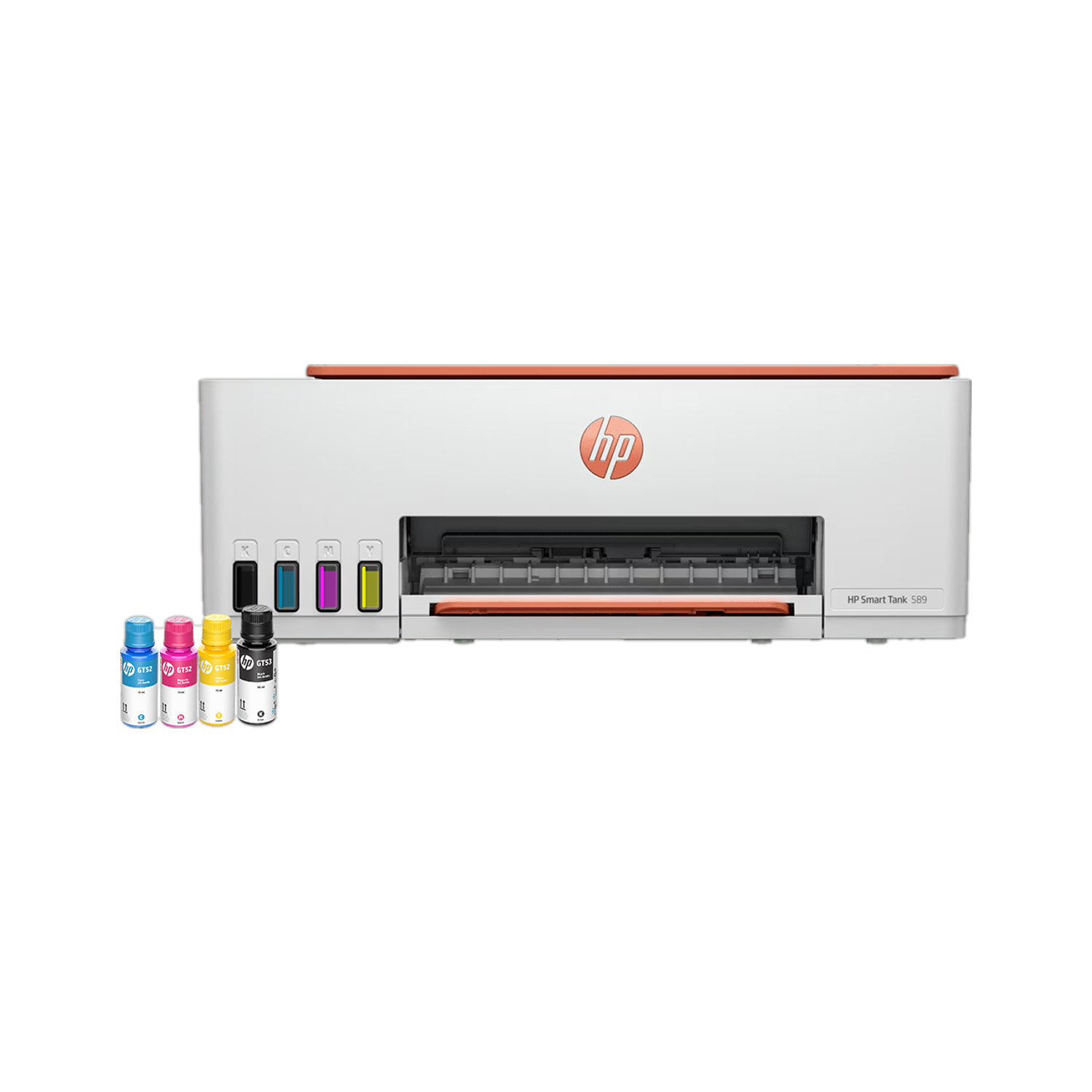 HP Smart All In One 529 Multi-function Color Ink Tank Printer with Voice Activated Printing Google Assistant and Alexa (Color Page Cost: 0.2 Rs. | Black Page Cost: 0.1 Rs. | Borderless Printing) Print, Copy & Scan, Up to 12 IPM Mono / 5 IPM Color, Yield: Up to 4,000 Black / 6,000 Color Pages, In-Box Ink Included (4 Ink Bottles Included) - Image 1