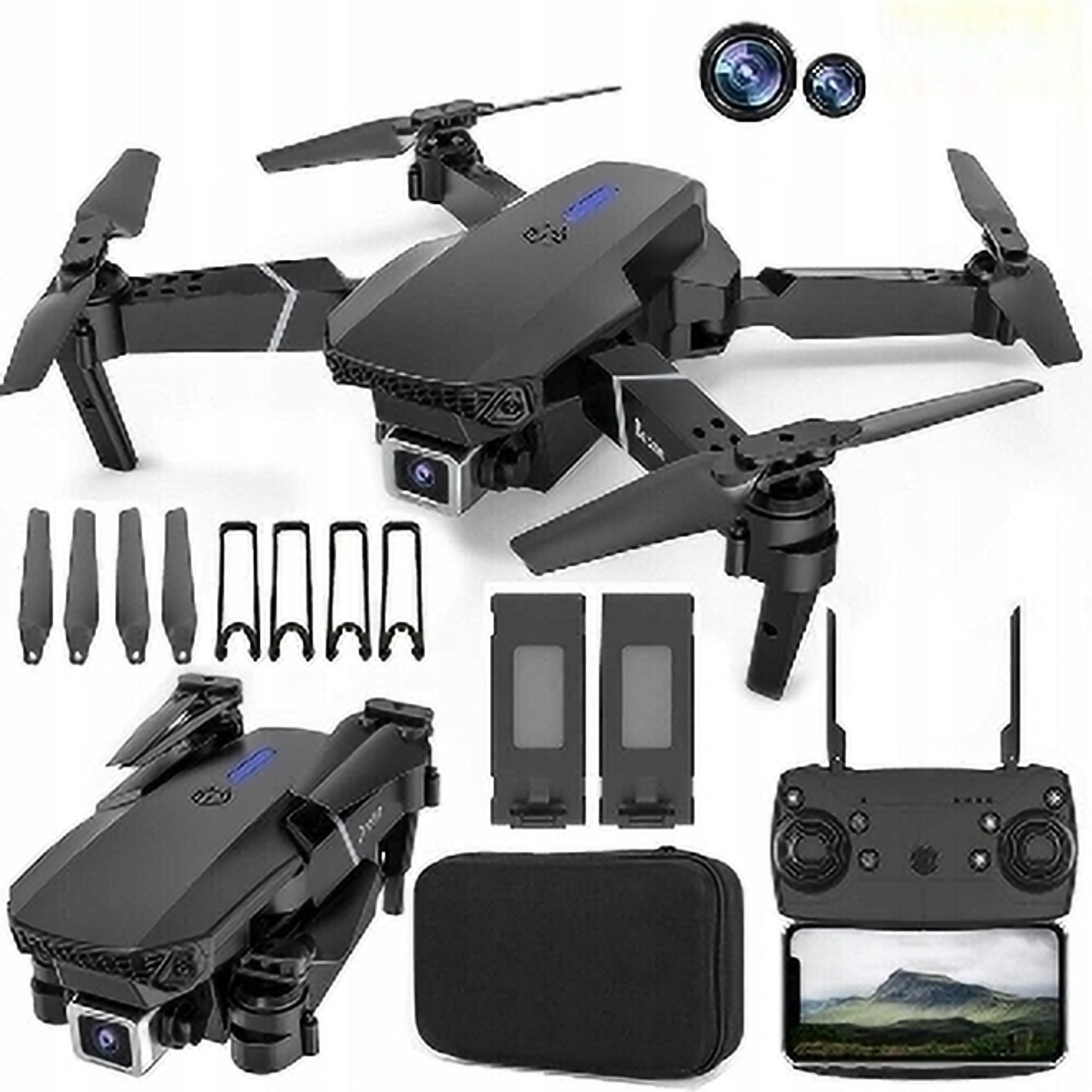 DroneXpert Foldable 4K HD Drone with FPV Camera for Kids & Adults 5.3 GHz AM4 4 Core Processor Designed for Server (Black) - Image 1