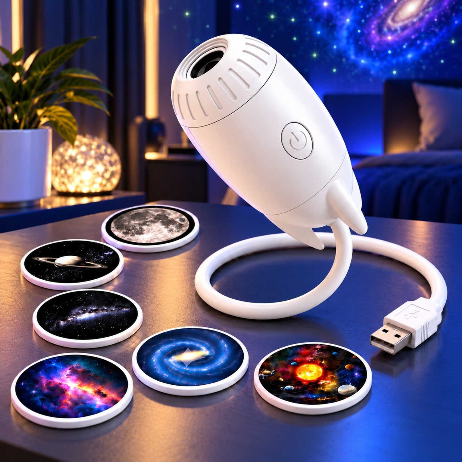 ONLINEWEBVLOG Night Light Projector, 6 Slides, White - Image 1
