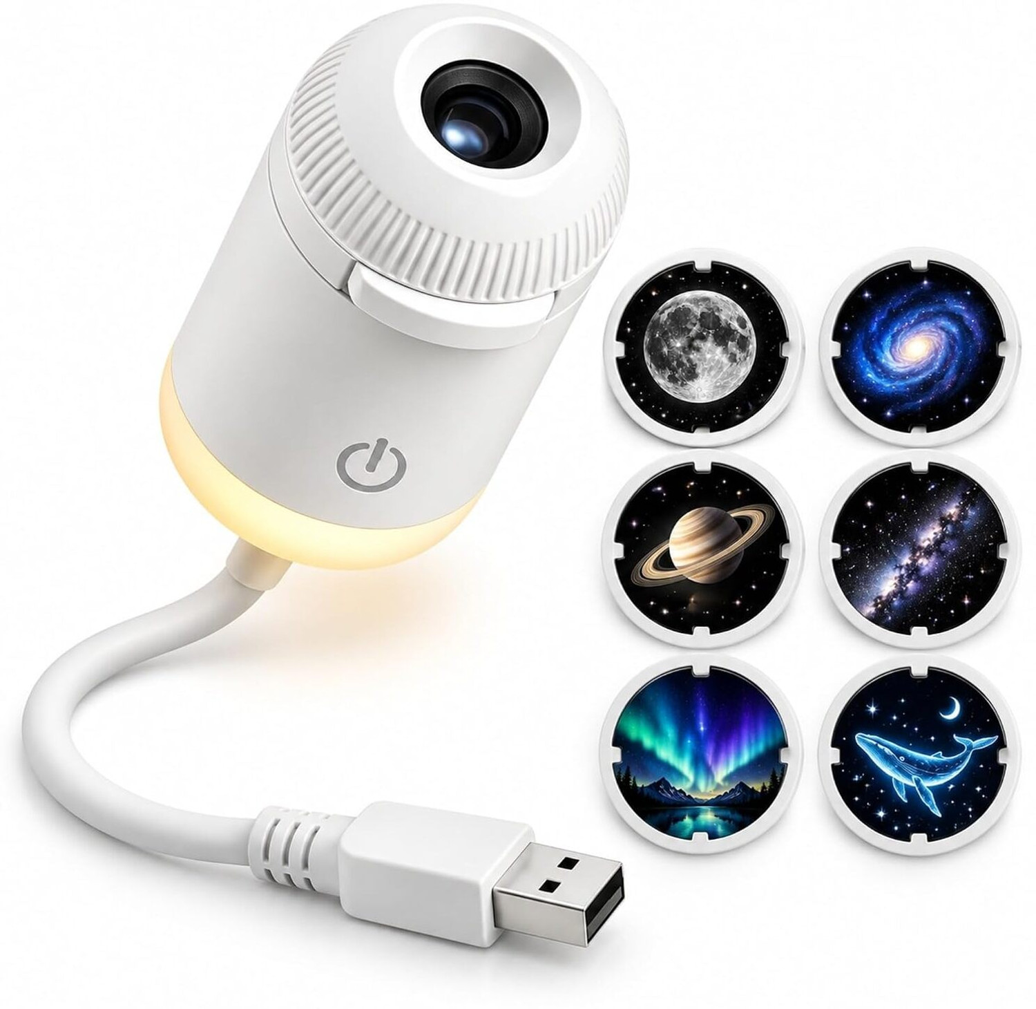 Shopti USB Galaxy Star & Planet Night Light Projector (White) - Image 1