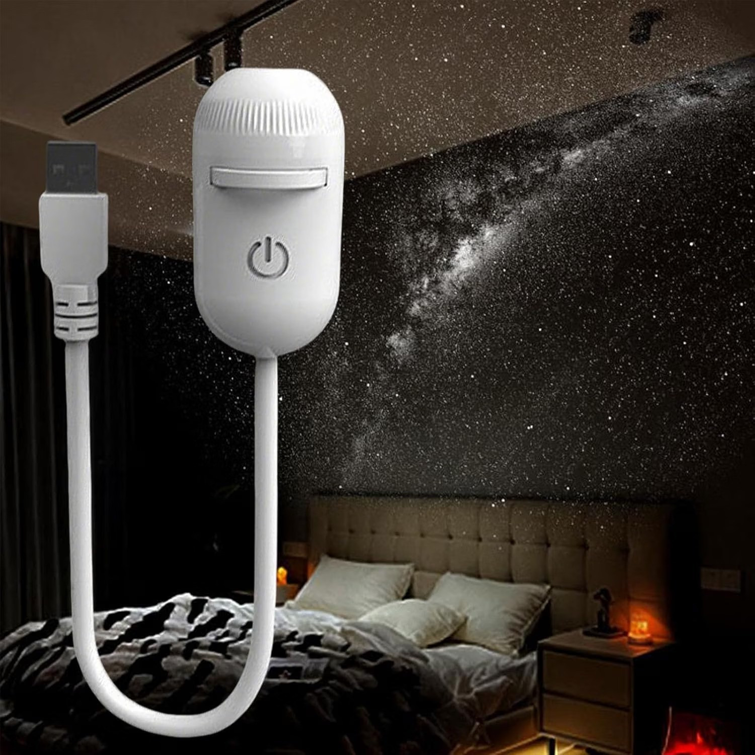 rivtoxx 2-in-1 Galaxy Projector Night Light, White - Image 1