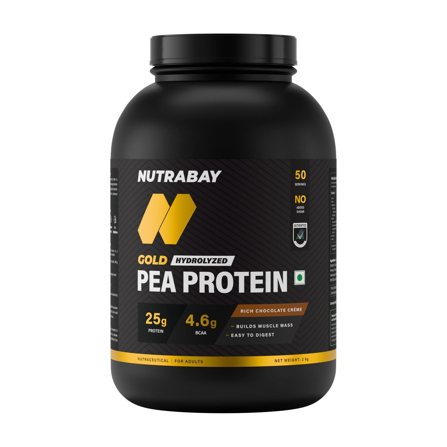 Nutrabay Gold Pea Protein Powder 2kg Rich Chocolate Creme - Image 1