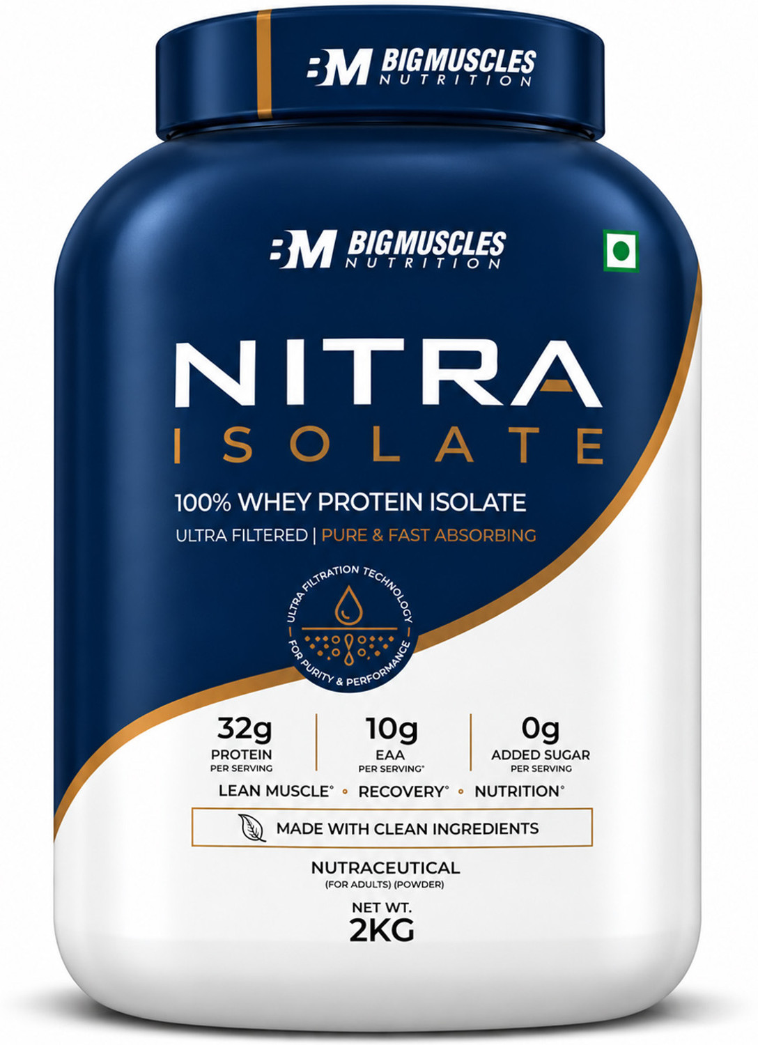 BIGMUSCLES NUTRITION Nitra Isolate Whey Protein 2kg Chocolate Brownie - Image 1