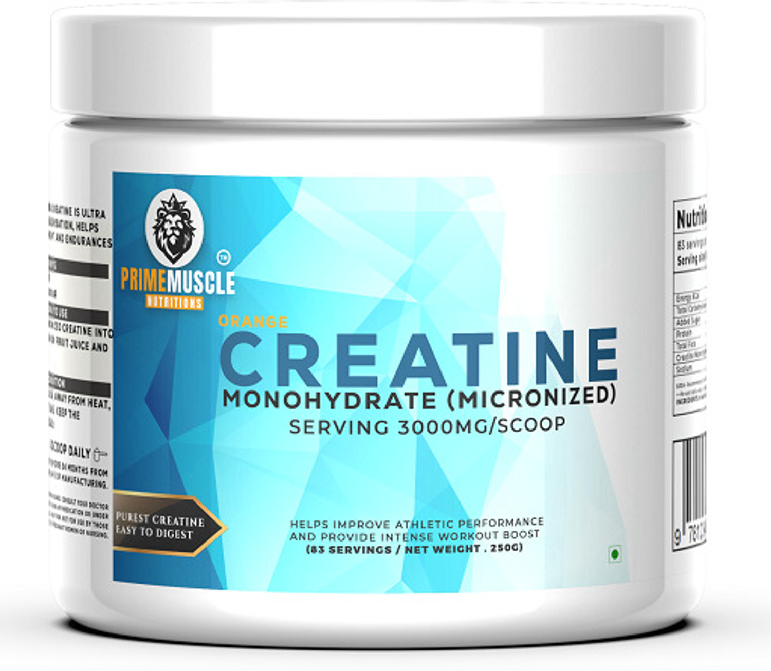 Primemuscle Nutritions Creatine Monohydrate 250g Orange - Image 1