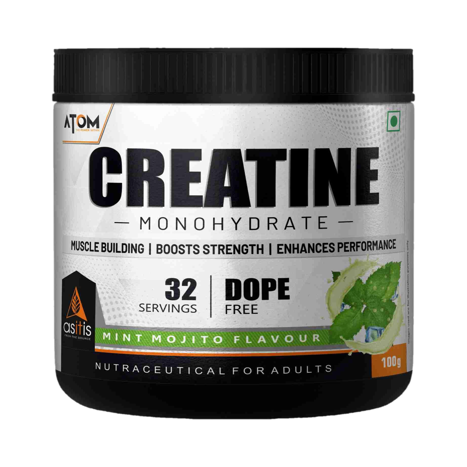 AS-IT-IS Nutrition ATOM Monohydrate Creatine (100 g, Mint Mojito) - Image 1