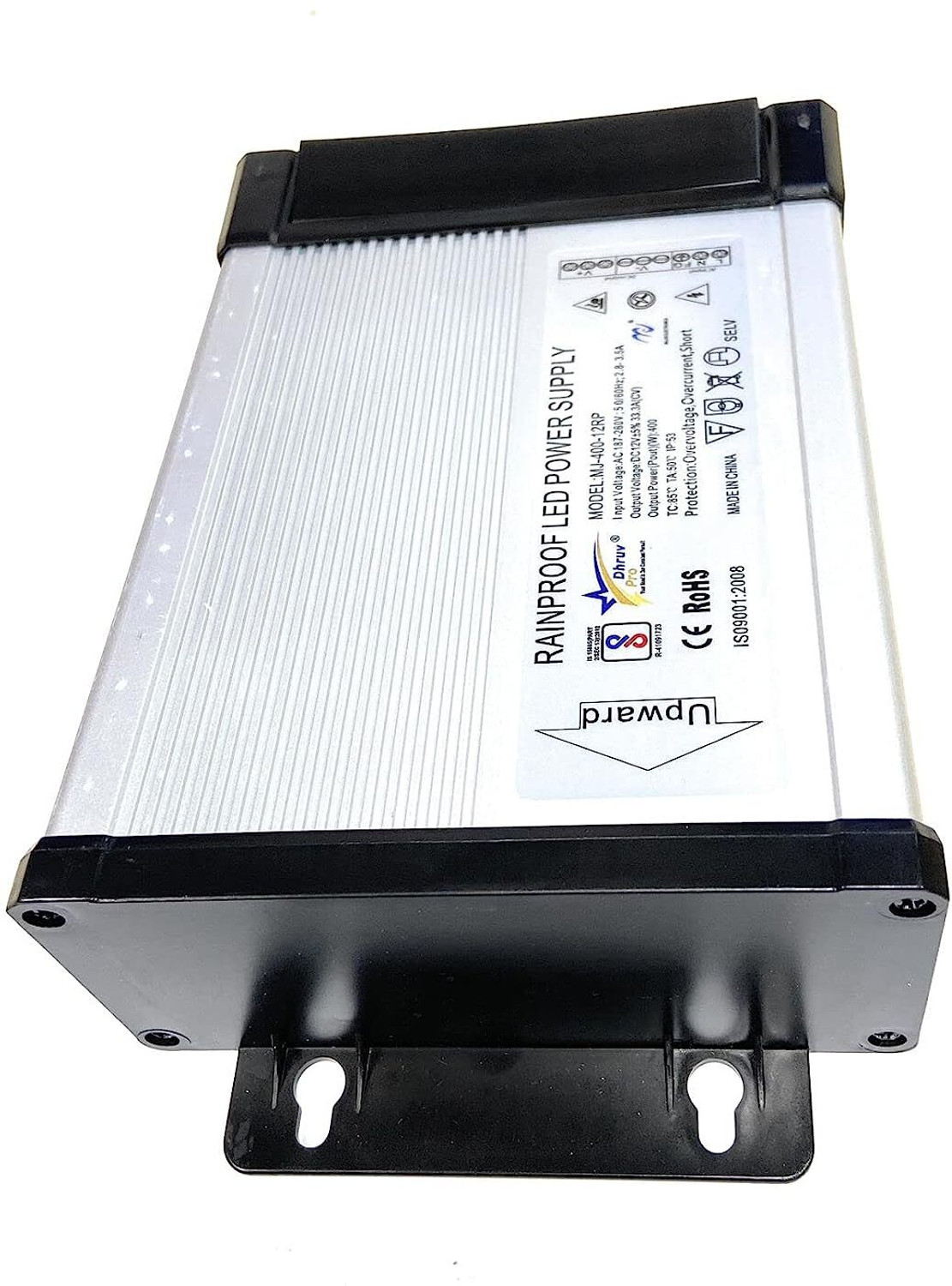 DHRUV-PRO 12V Switched Rainproof Power Supply (Silver) (12V 400W 180x120x56mm Small Body) 400 Watts Computer PSU with 4 SATA Cables (Silver) - Image 1