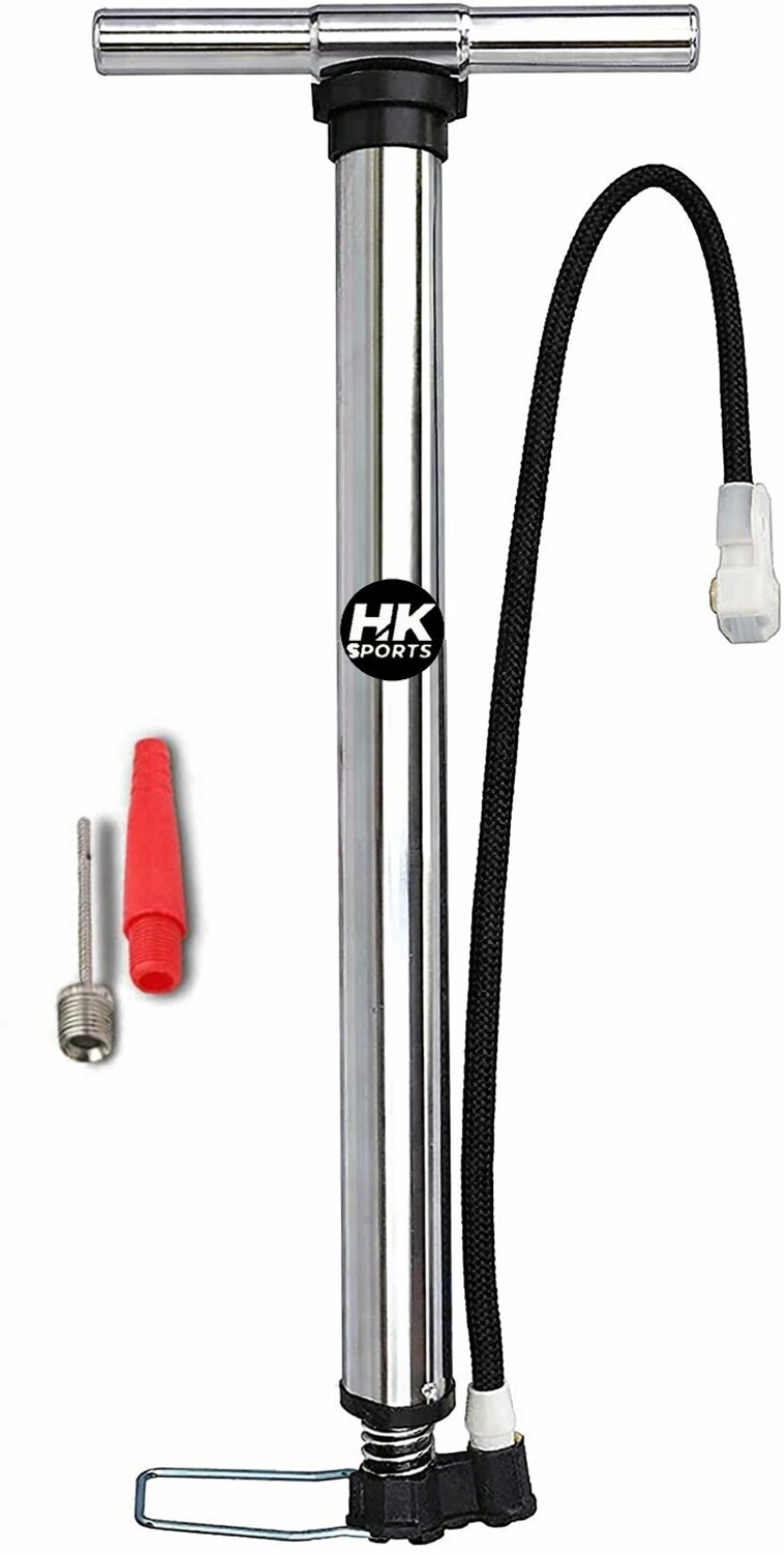 HK Sports Air Pump for Bicycles, Balls, and Inflatables (Silver) - Image 1