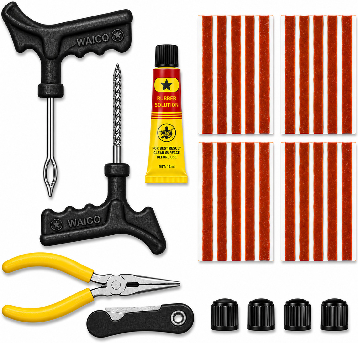 WAICO Universal Tubeless Tyre Puncture Repair Kit (20 Strips) - Image 1