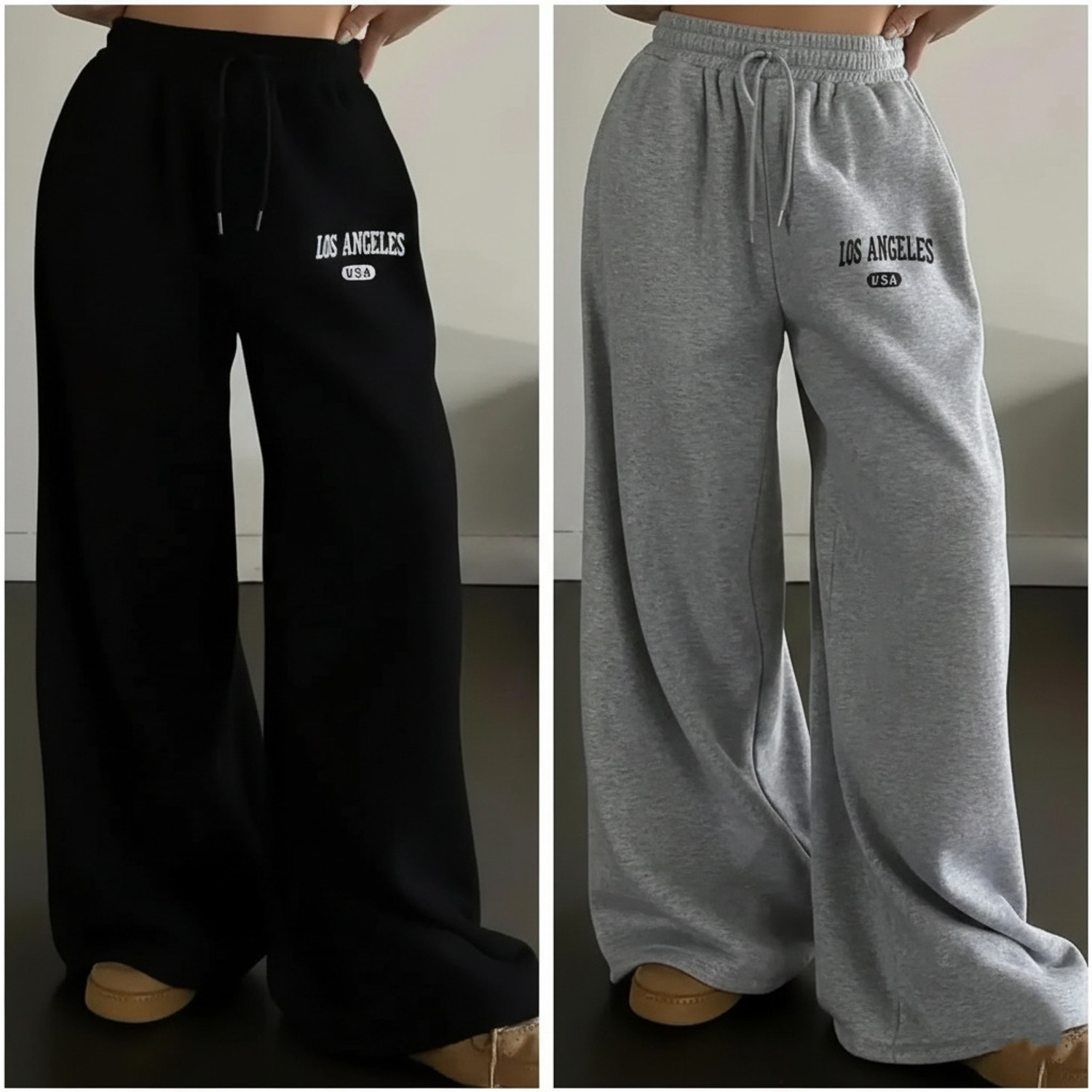 LAYZEE Women Printed Black, Grey Track Pants - Image 1