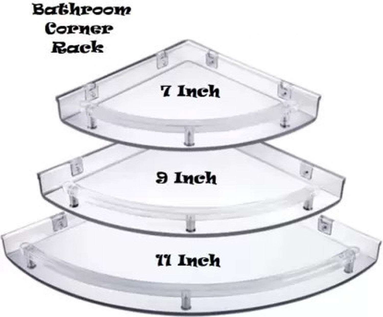 Senkiddpro Bathroom Corner Wall Shelf Rack 3in1 Unbreakable Plastic Acrylic Wall Shelf (Number of Shelves - 3, White) - Image 1