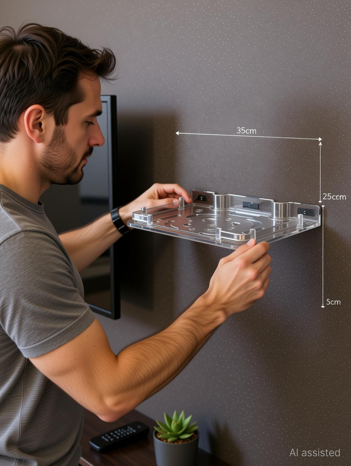 DIVON Acrylic Single Wall Shelf, Clear - Image 1