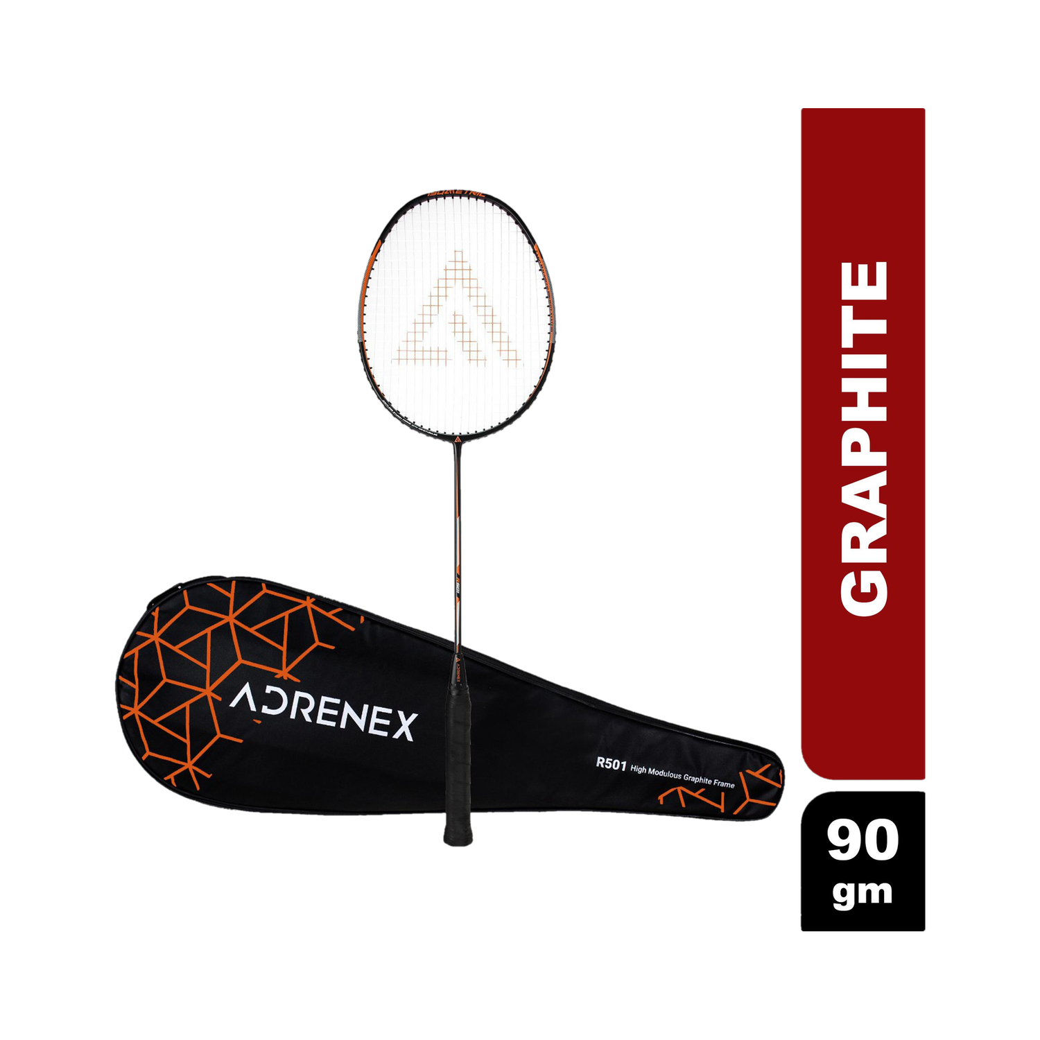 Adrenex by Flipkart Adrenex R501 Badminton Racquet, Black Orange, 90g - Image 1