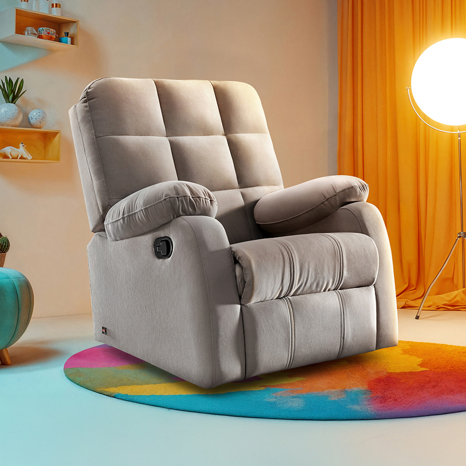 Sleepyhead RX5 Designed by Duroflex - Single Seater Durable Spring Support Fabric Manual Recliner (Finish Color - Steel Grey, DIY(Do-It-Yourself)) - Image 1