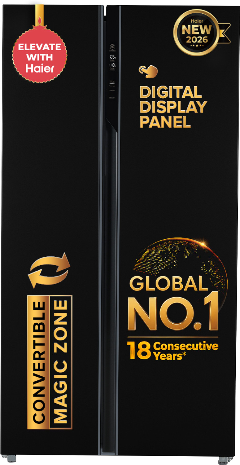 Haier 602 L Side by Side Refrigerator 3 Star Black Steel - Image 1