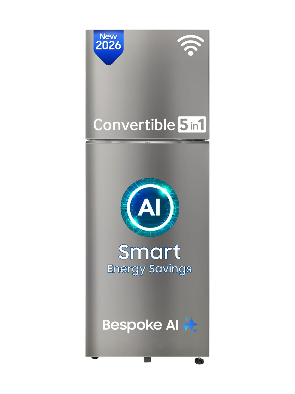 Samsung 350 L Frost Free Double Door 2 Star Refrigerator with Convertible 5-in-1, Wifi Enabled, Bespoke AI, Digital Inverter, 2026 Model (EZ CLEAN STEEL, RT38HG5A42SLHL) - Image 1