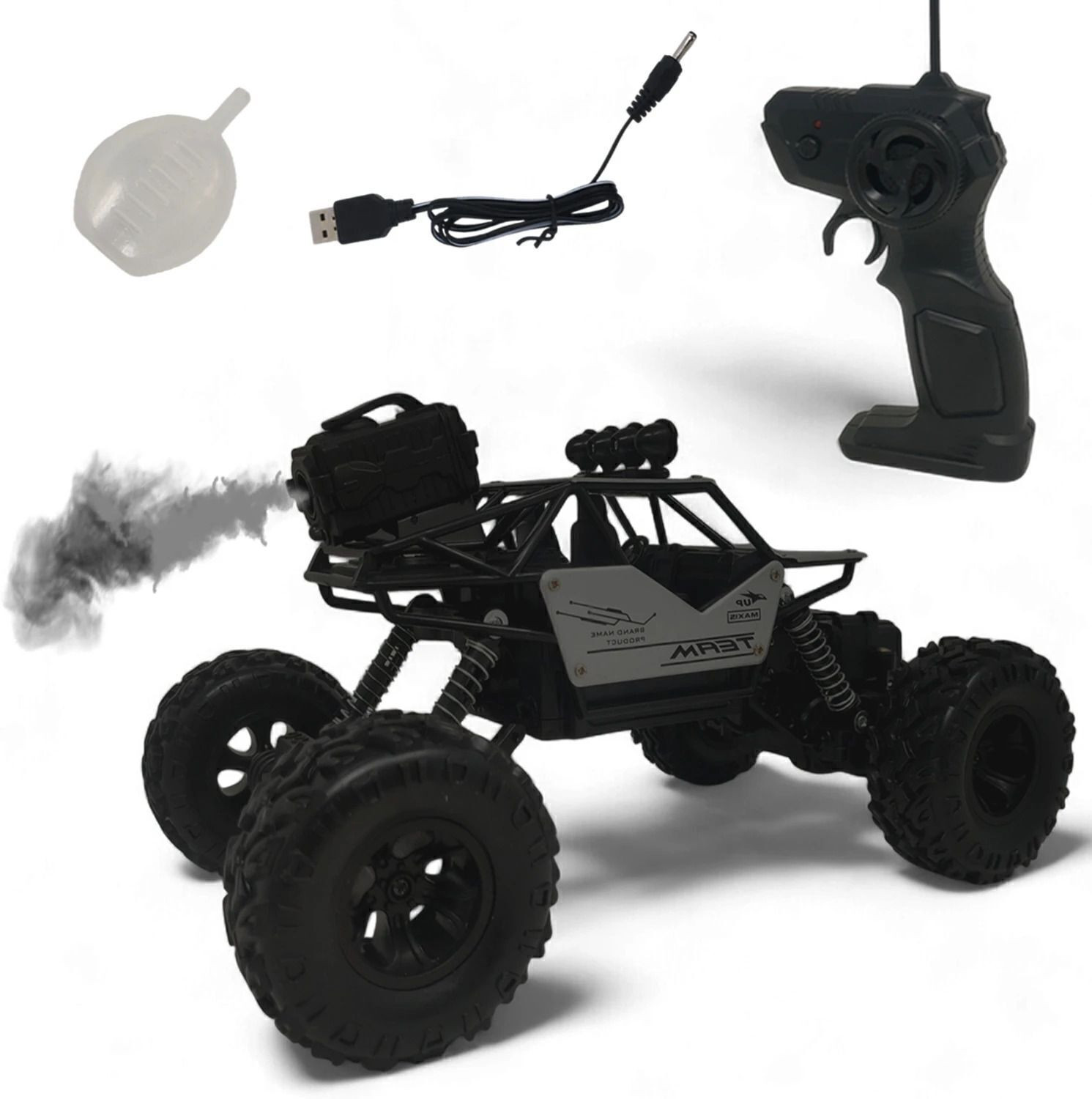 Aavkar Creation Big Rock Crawler Car 4x4 with Smoke, Remote Control - Image 1