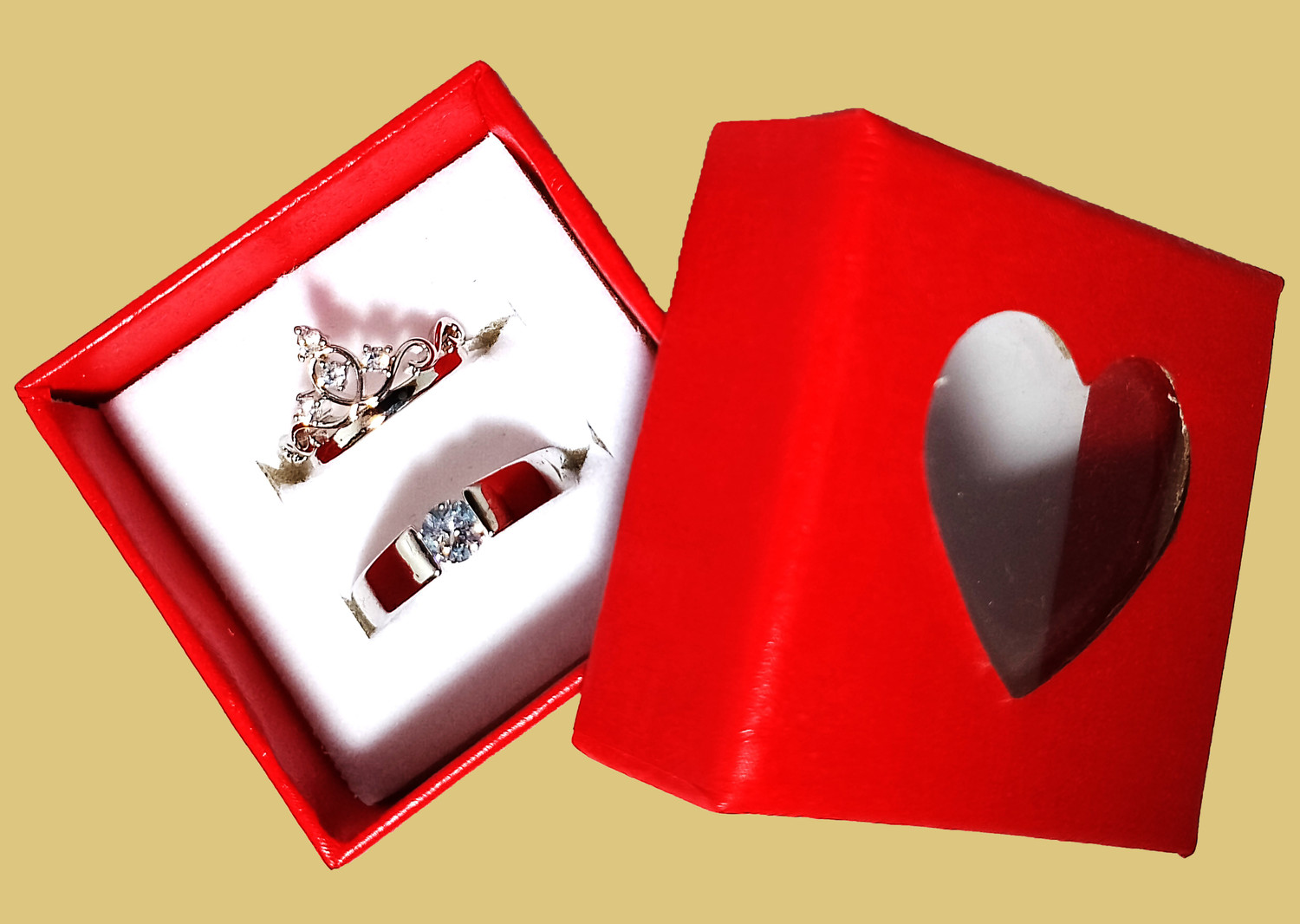 ruby collection Couple Rings Alloy Zircon NA, Silver Plated Ring Set - Image 1