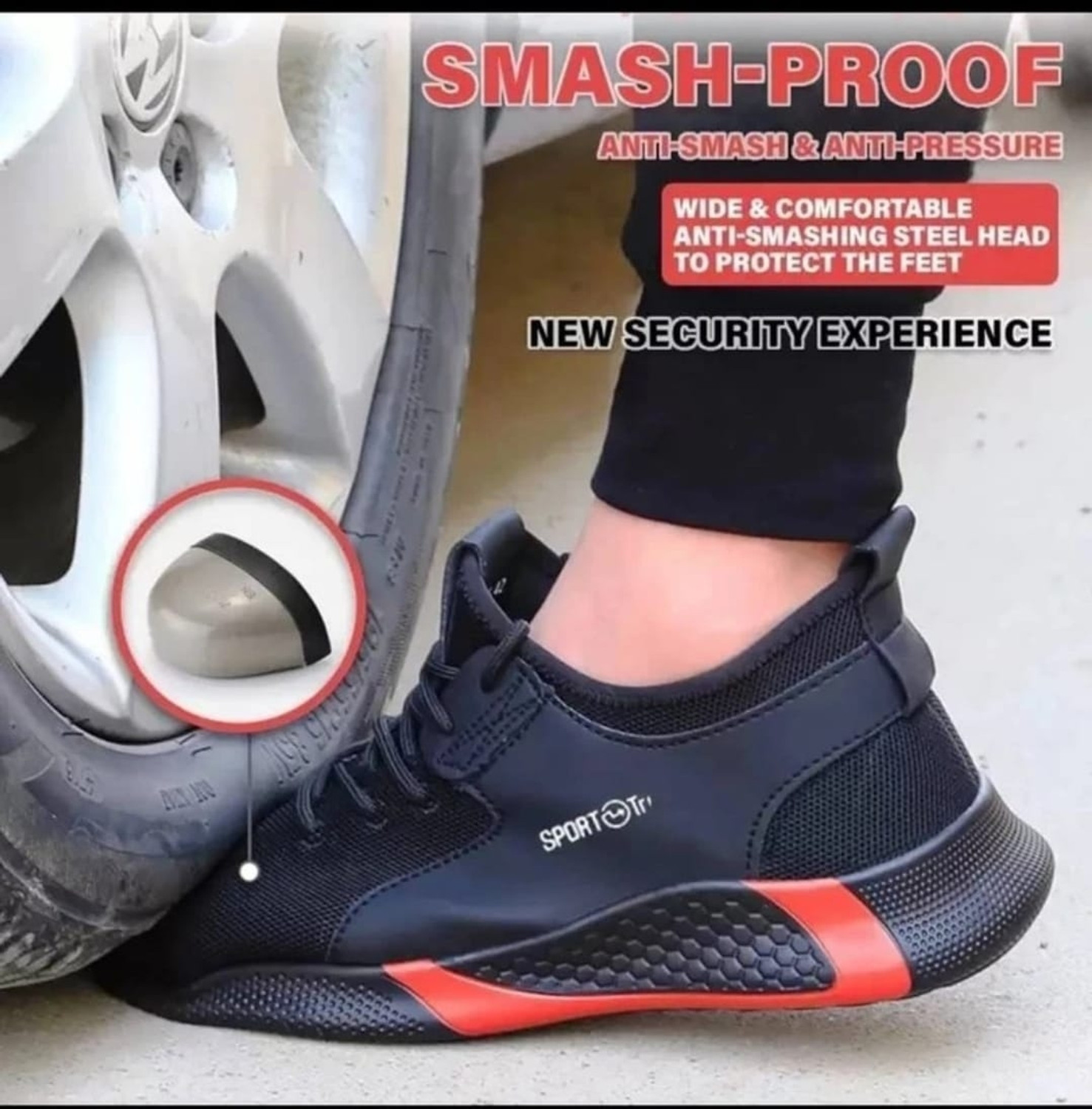 liger Steel Toe Mesh Safety Shoe (Black, S2, Size 7) - Image 1