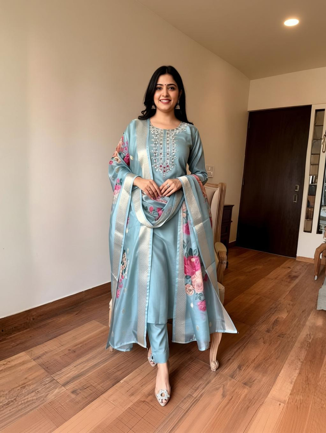 AESTHETIC ENTERPRISE Embroidered Kurta Set with Dupatta - Image 1