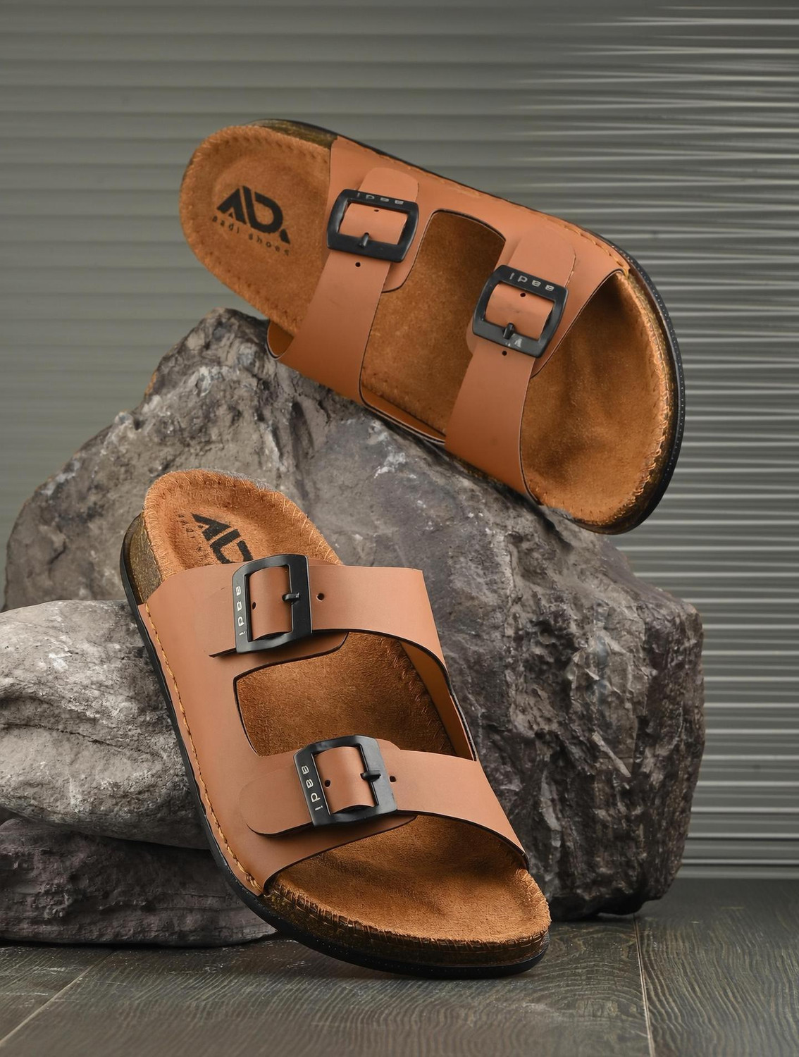 aadi Men Casual Sandal (Tan , 9) - Image 1
