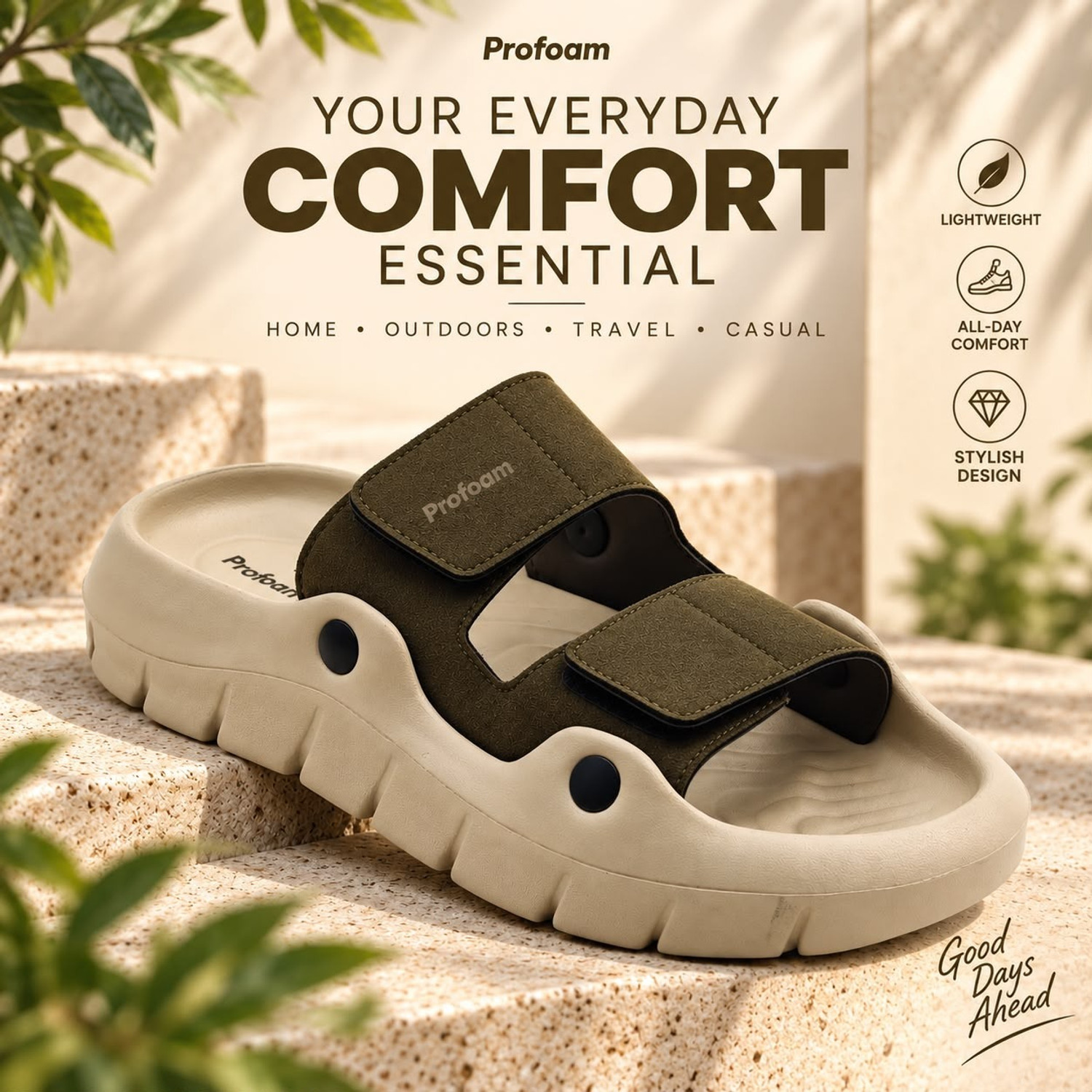 PROFOAM Men Sandal (Olive , 8) - Image 1