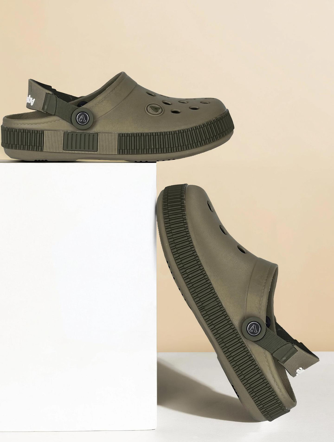 Aqualite Men Comfort, Anti-Skid Clogs Sandal (Khaki, Olive , 8) - Image 1