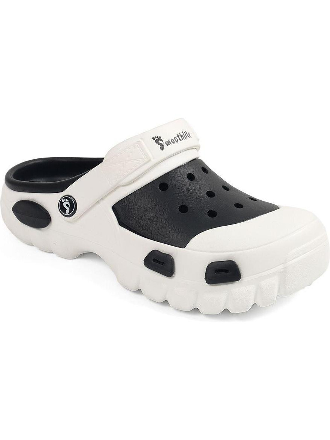 Smoothlite Men Casual EVA Clogs | Sandal for Men | Ventilated Upper | Daily Wear | Lightweight Clogs Sandal (White, Black , 7) - Image 1