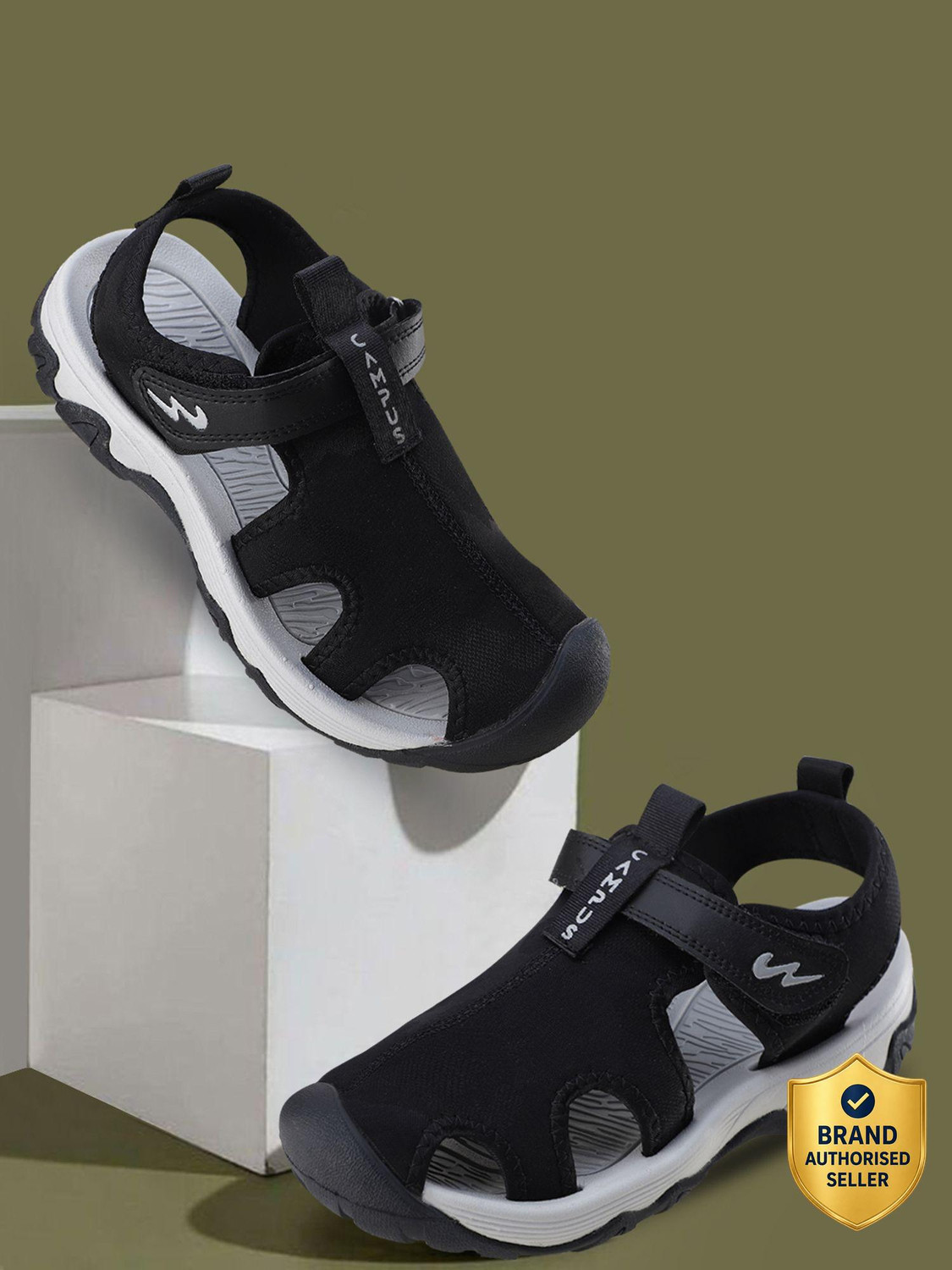 CAMPUS Men Sports Sandal (Black , 6) - Image 1