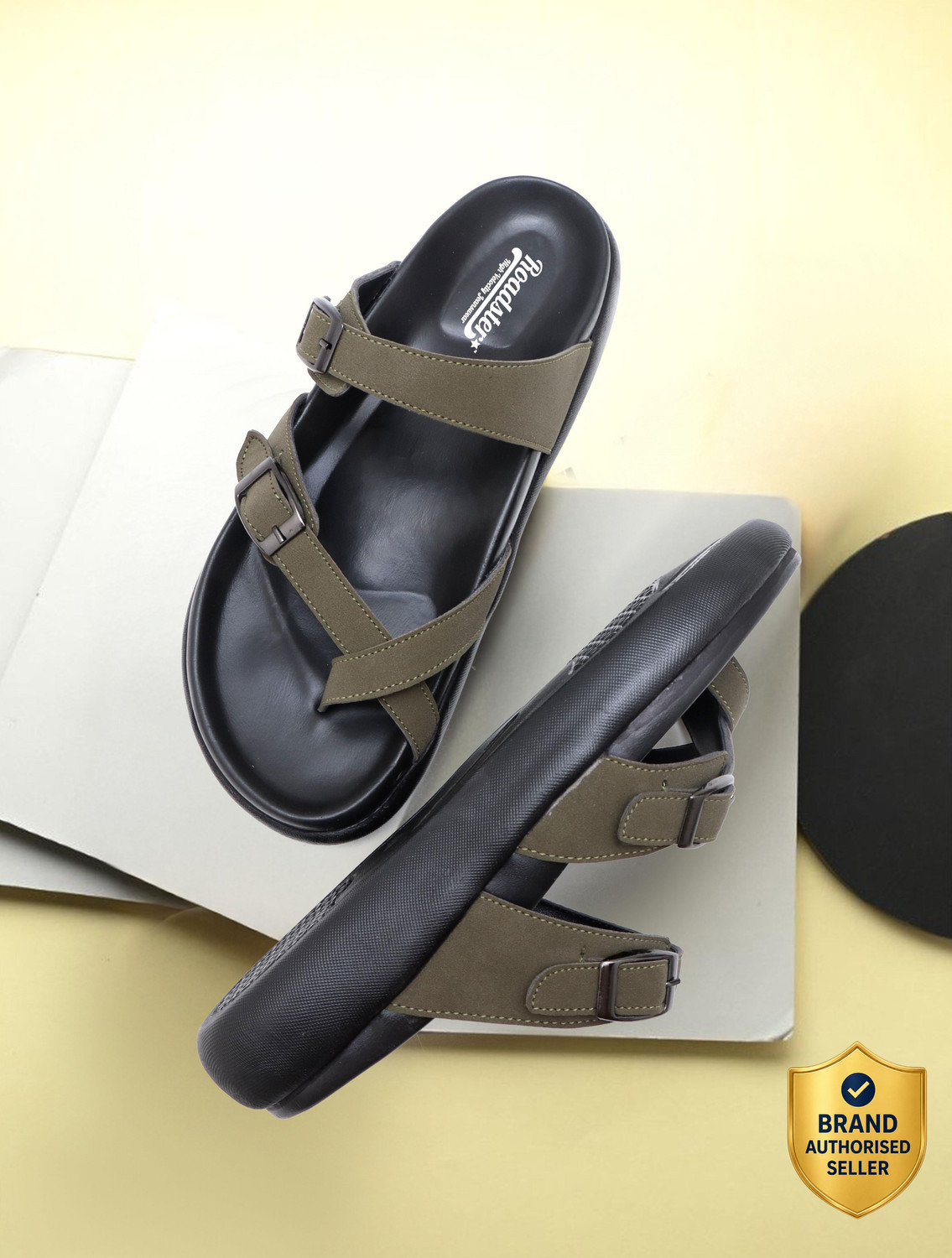Roadster Men Sandal (Olive , 9) - Image 1