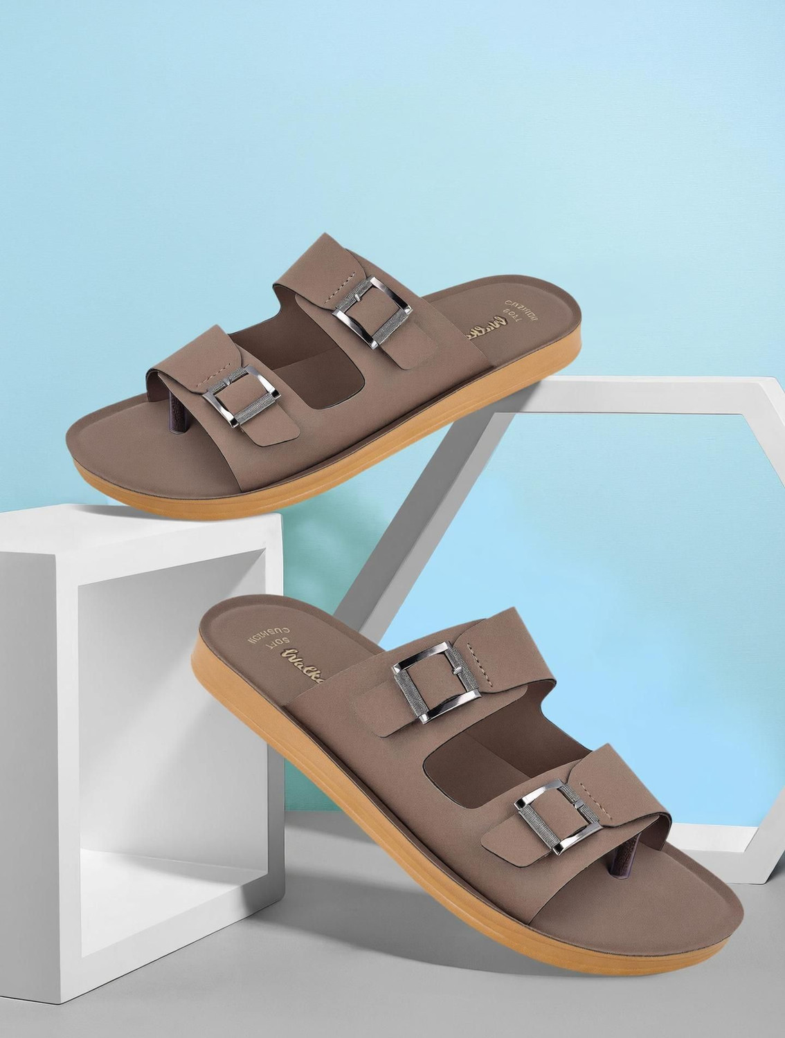 WALKAROO Men Casual Sandal (Brown , 8) - Image 1