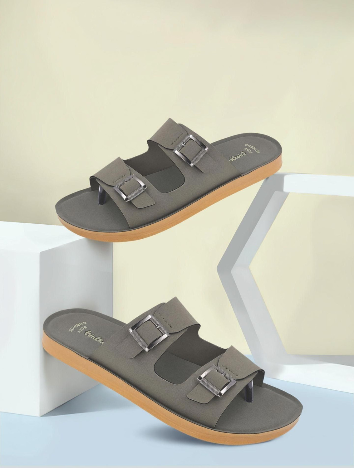 WALKAROO Men Casual Sandal (Olive , 7) - Image 1