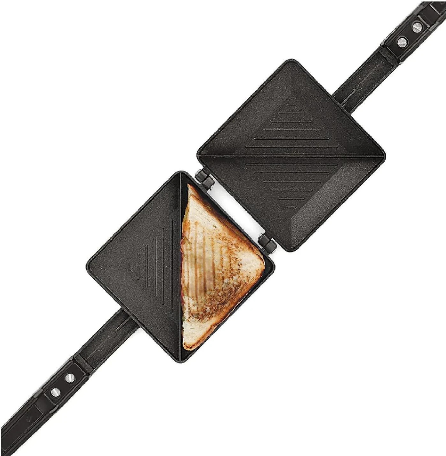 BLLUEX Non-Stick Aluminum 2-Cut Gas Toaster Crispy Grilled Sandwich Maker Toast Sandwich Maker (Black) - Image 1