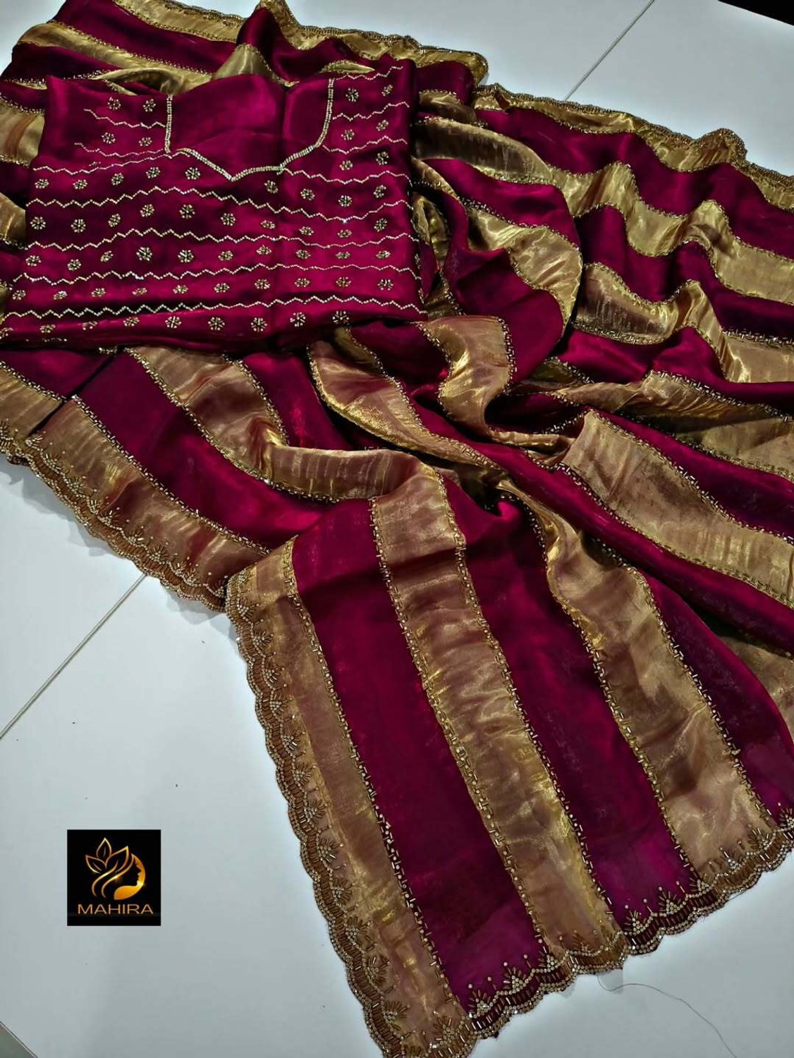 PROSILITIESYUVA Color Block Bollywood Silk Blend Saree Multicolor - Image 1