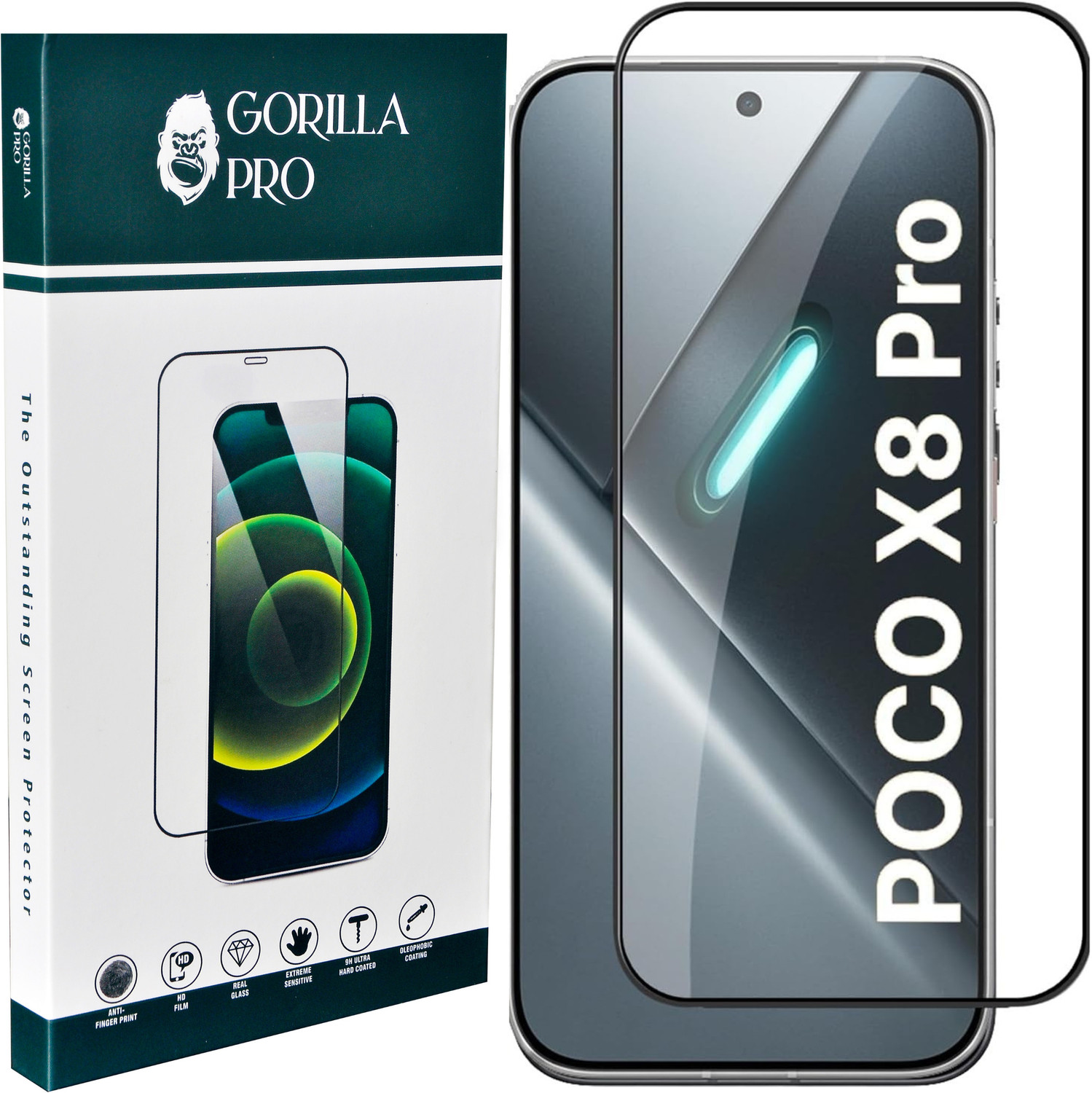 GORILLA PRO Edge To Edge Tempered Glass for Poco X8 Pro 5G (Pack of 1) - Image 1