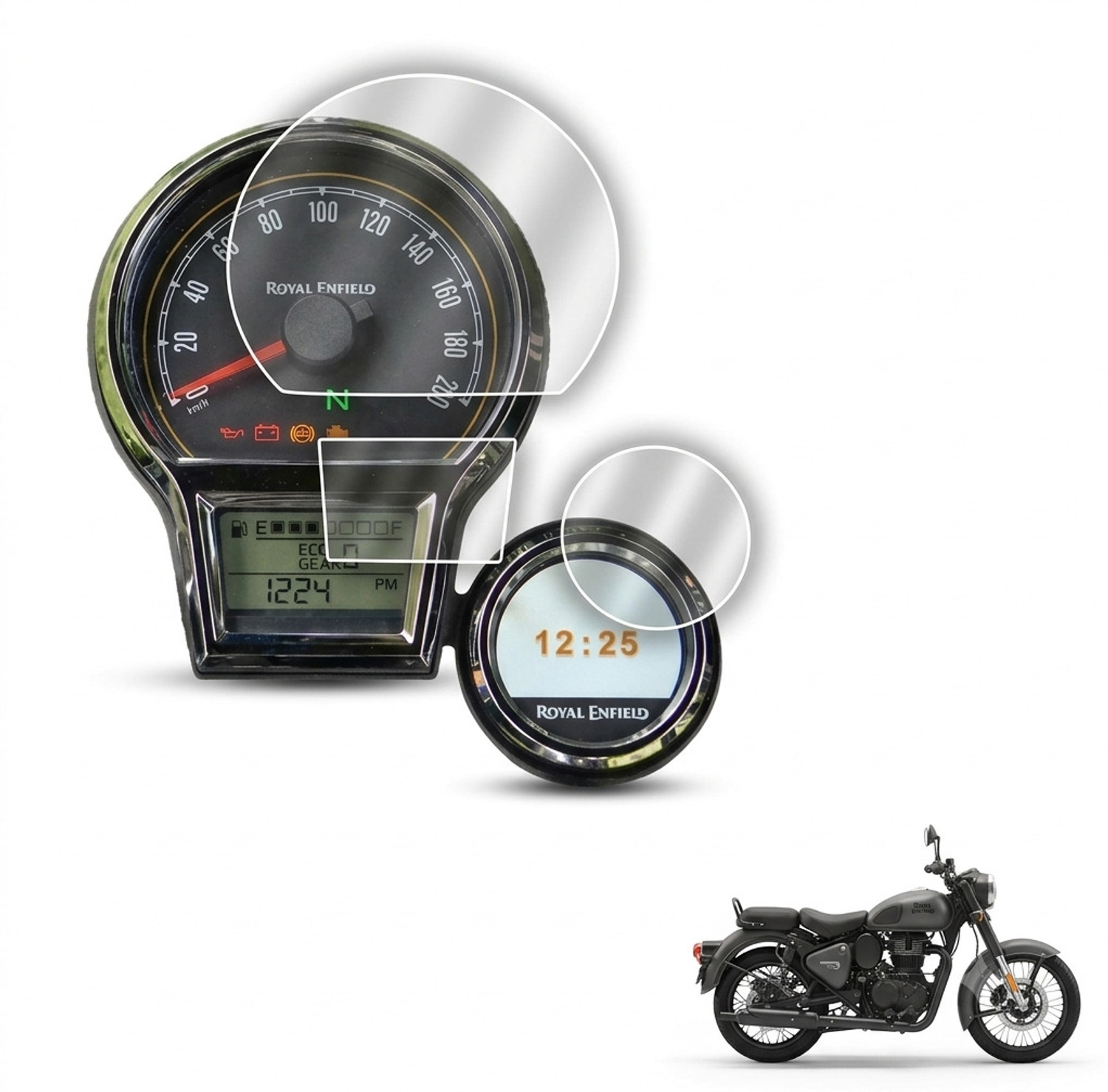 Goldenwood Screen Guard for Royal Enfield Classic 350 Reborn Digital Meter Display Screen Protector (Pack of 1) - Image 1