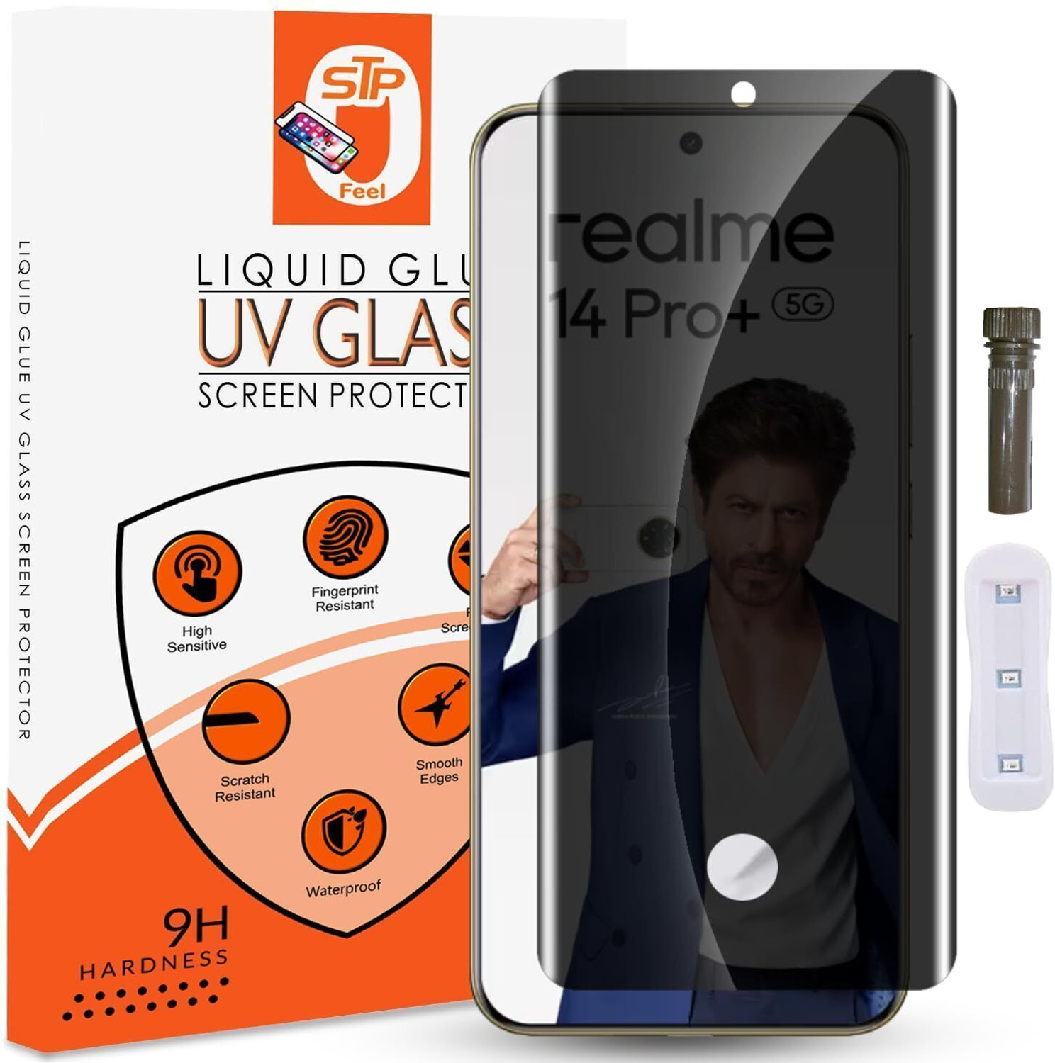 STP FEEL Tempered Glass Guard for Realme 14 Pro Plus 5G, Realme14ProPlus, Realme14ProPlus5G, UV Advanced Curved Privacy Screen Protector Guard with Easy Installation Kit (Pack of 1) - Image 1