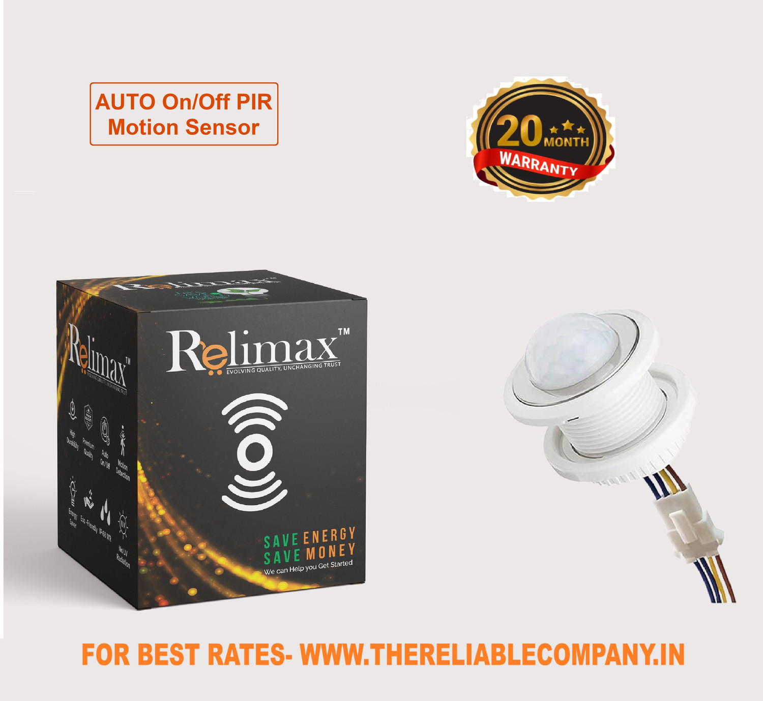 Auslese Relimax Motion Sensor | Electric switch | Day Night Sensor | Home Security Motion Detector Sensor - Image 1