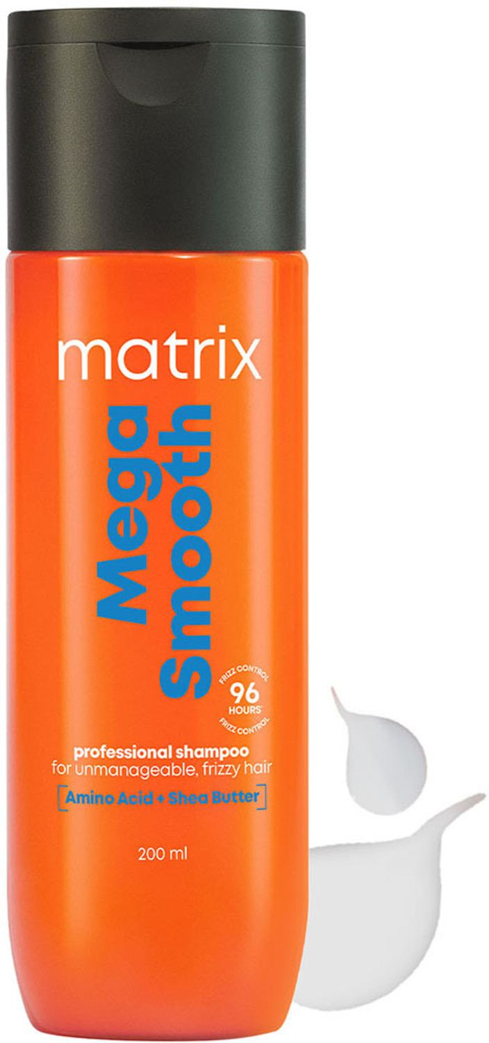 MATRIX Mega Smooth Shampoo for Frizzy Hair, Defy Frizz for 4 Days (200 ml) - Image 1