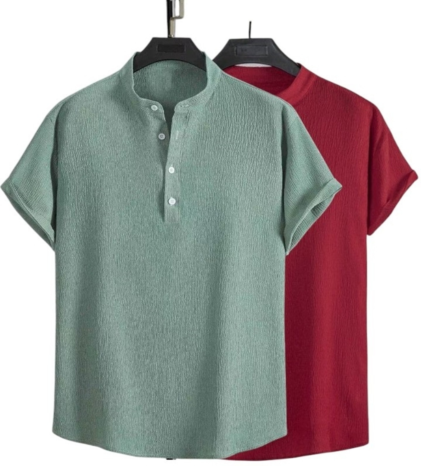 METRONAUT Men Regular Fit Solid Mandarin Collar Casual Shirt (Pack of - Image 1