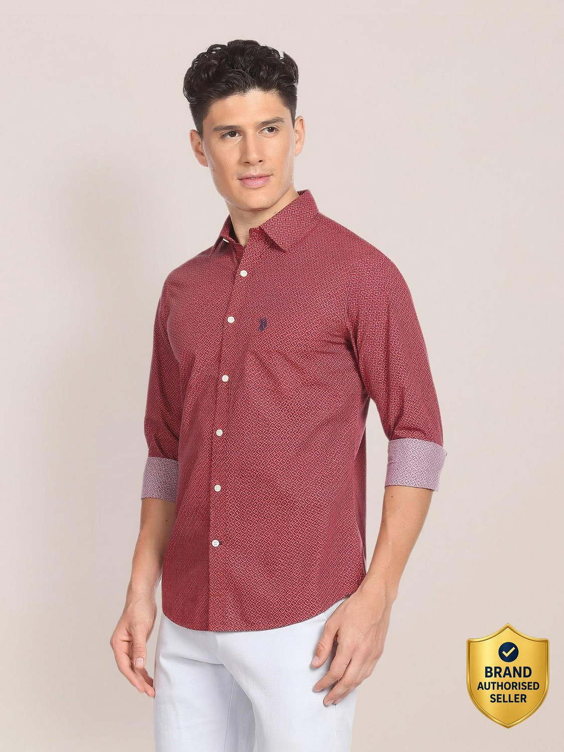 U.S. POLO ASSN. Men Regular Fit Floral Print Spread Collar Casual Shirt - Image 1