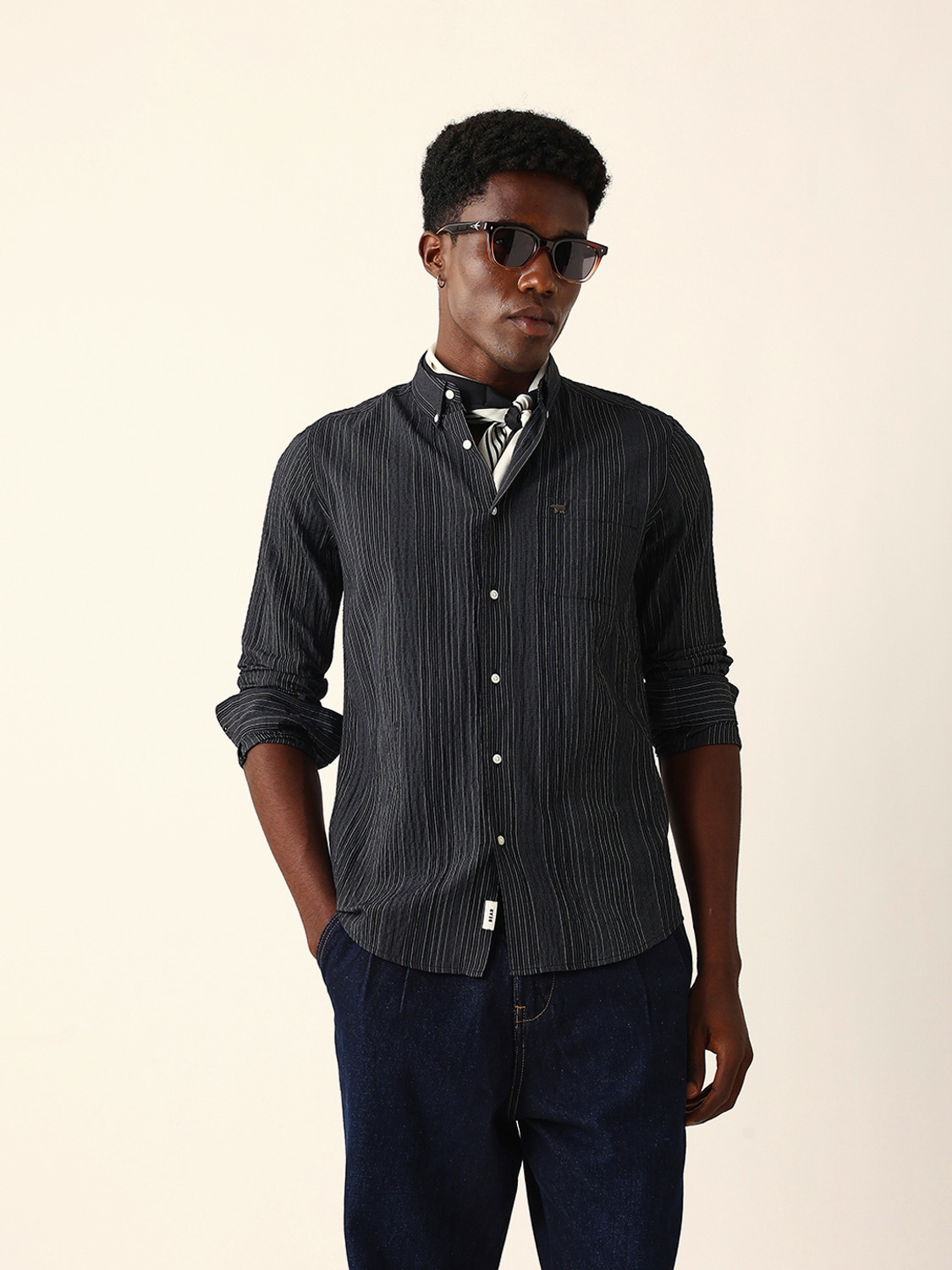 THE BEAR HOUSE Men Slim Fit Striped Casual Shirt - Image 1