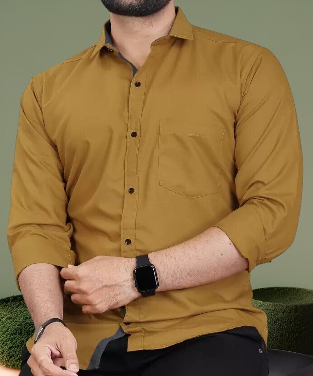VTEXX Men Regular Fit Solid Spread Collar Formal Shirt - Image 1