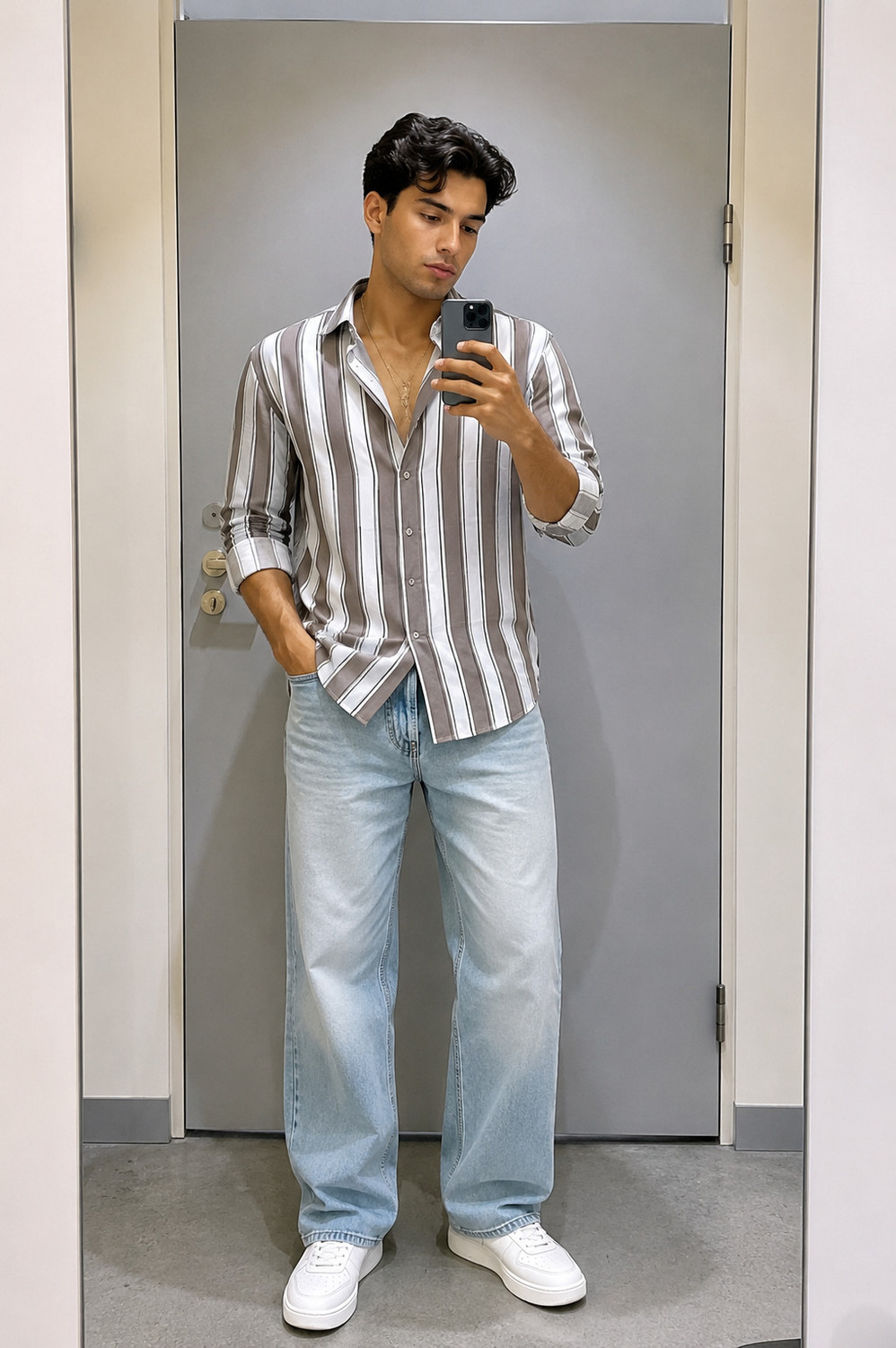S-Line Men Regular Fit Striped Casual Shirt - Image 1