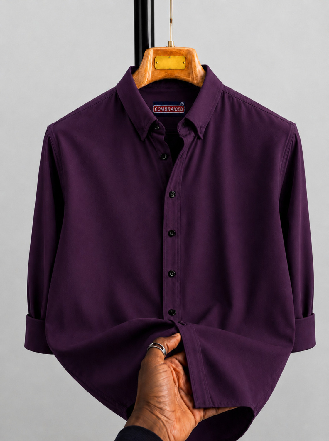 COMBRAIDED Men Regular Fit Solid Spread Collar Casual Shirt - Image 1