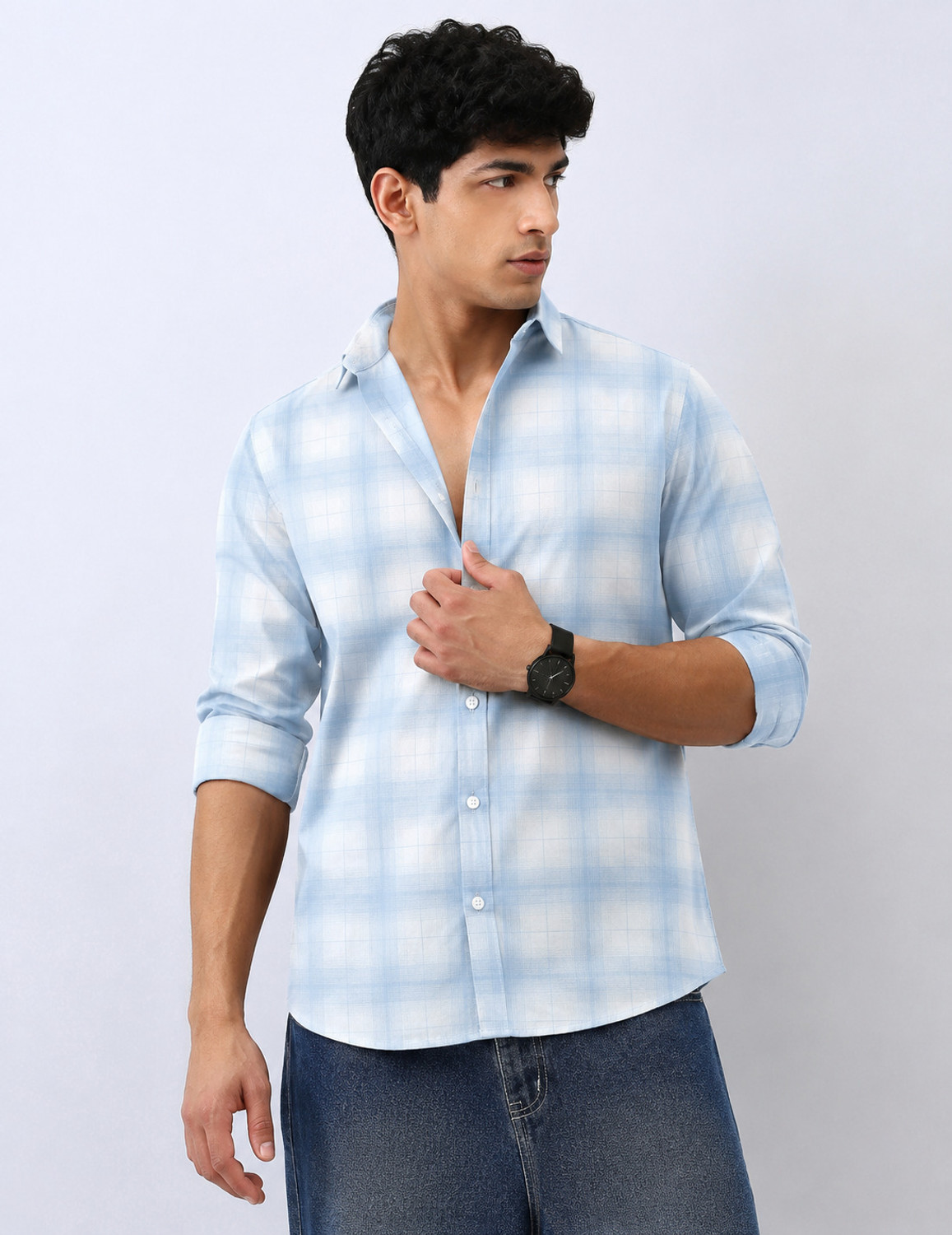 S-LINE Men Regular Fit Checkered Spread Collar Casual Shirt - Image 1