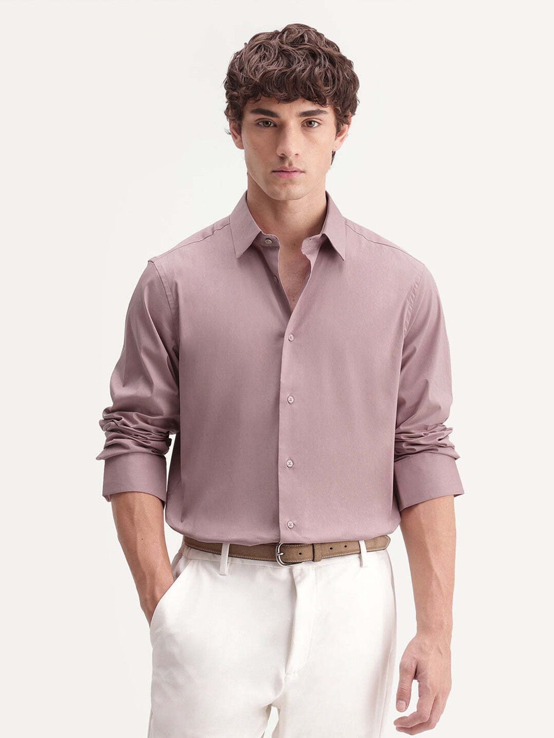 RARE RABBIT Men Solid Casual Pink Shirt - Image 1