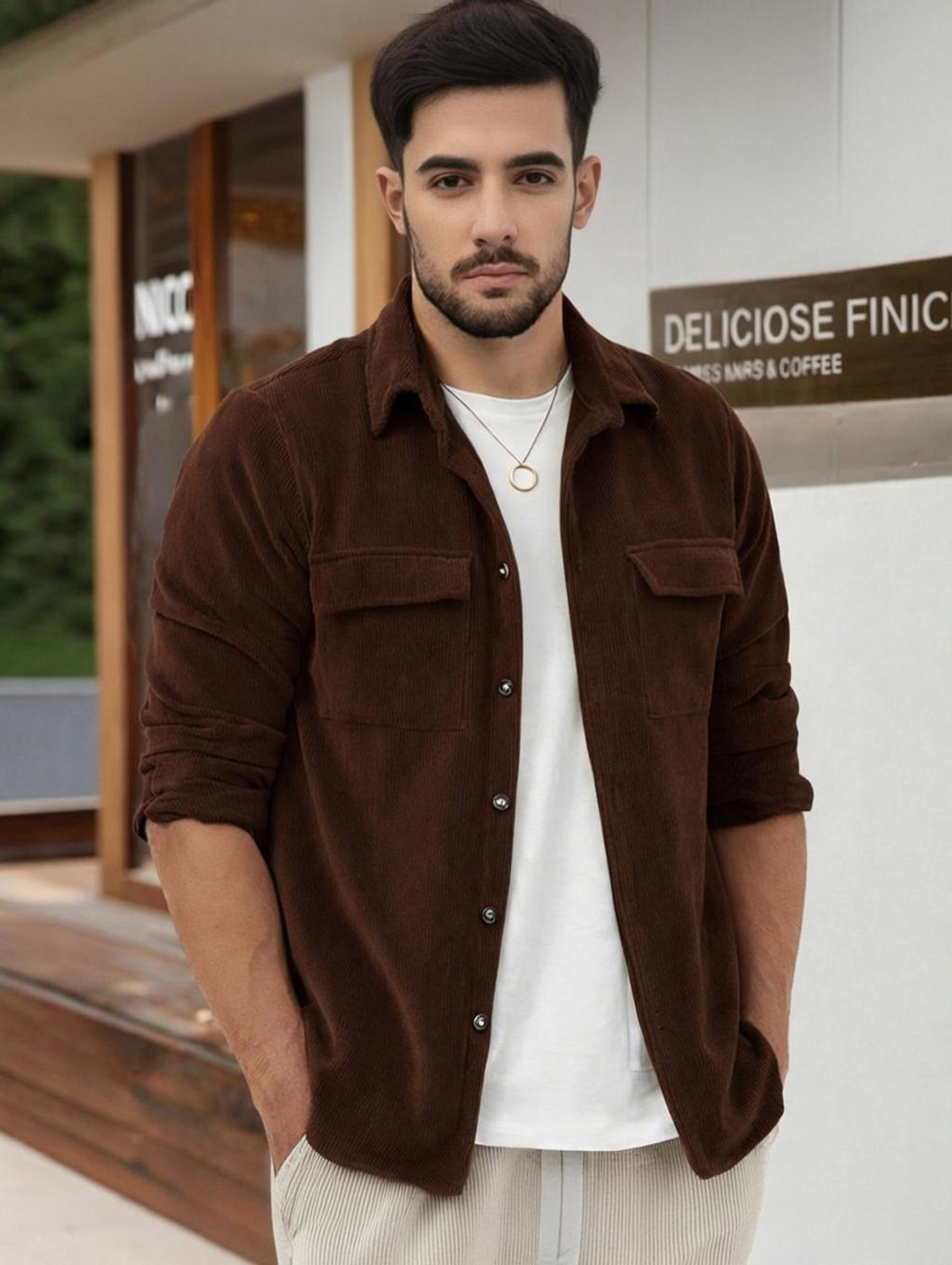COMBRAIDED Men Comfort Fit Self Design Spread Collar Casual Shirt - Image 1
