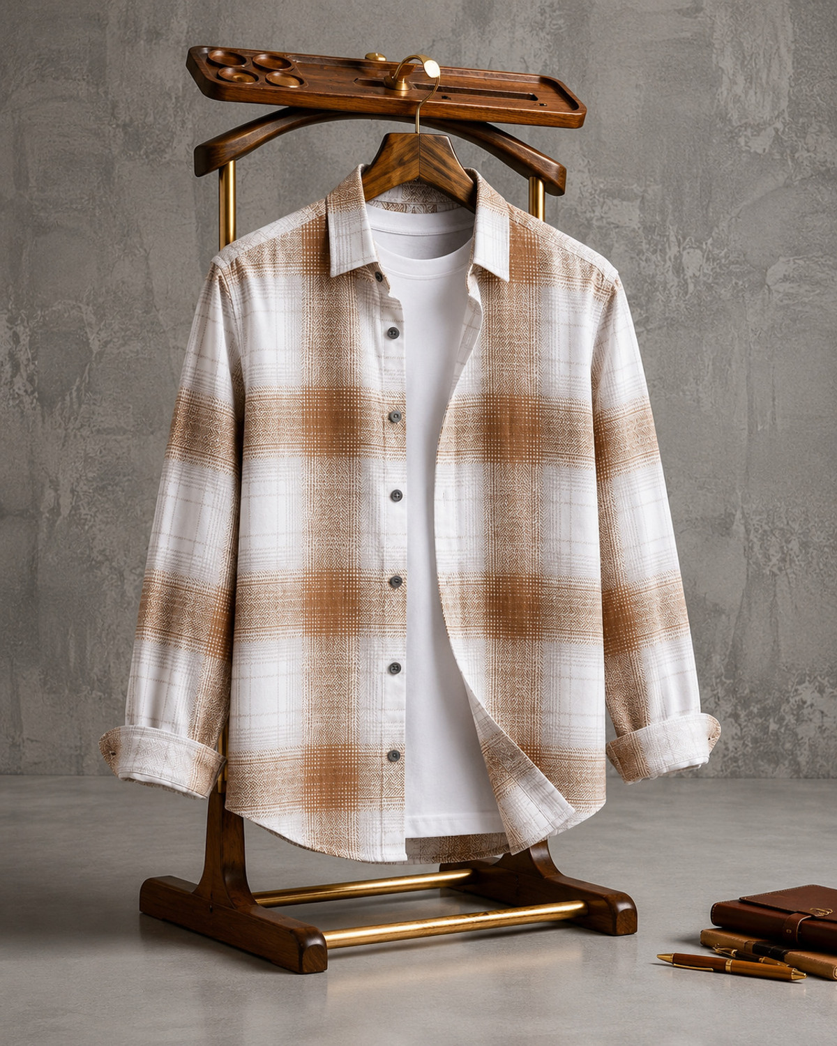 Black Deer Men Regular Fit Checkered Spread Collar Formal Shirt - Image 1