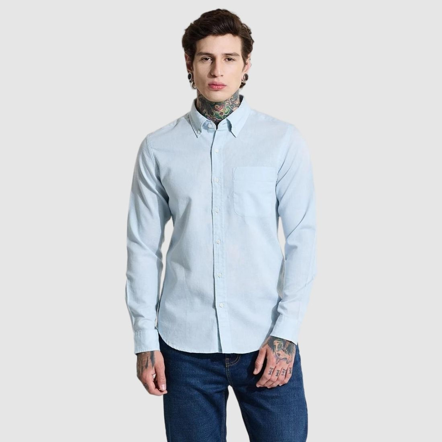Snitch Men Slim Fit Solid Button Down Collar Casual Shirt - Image 1