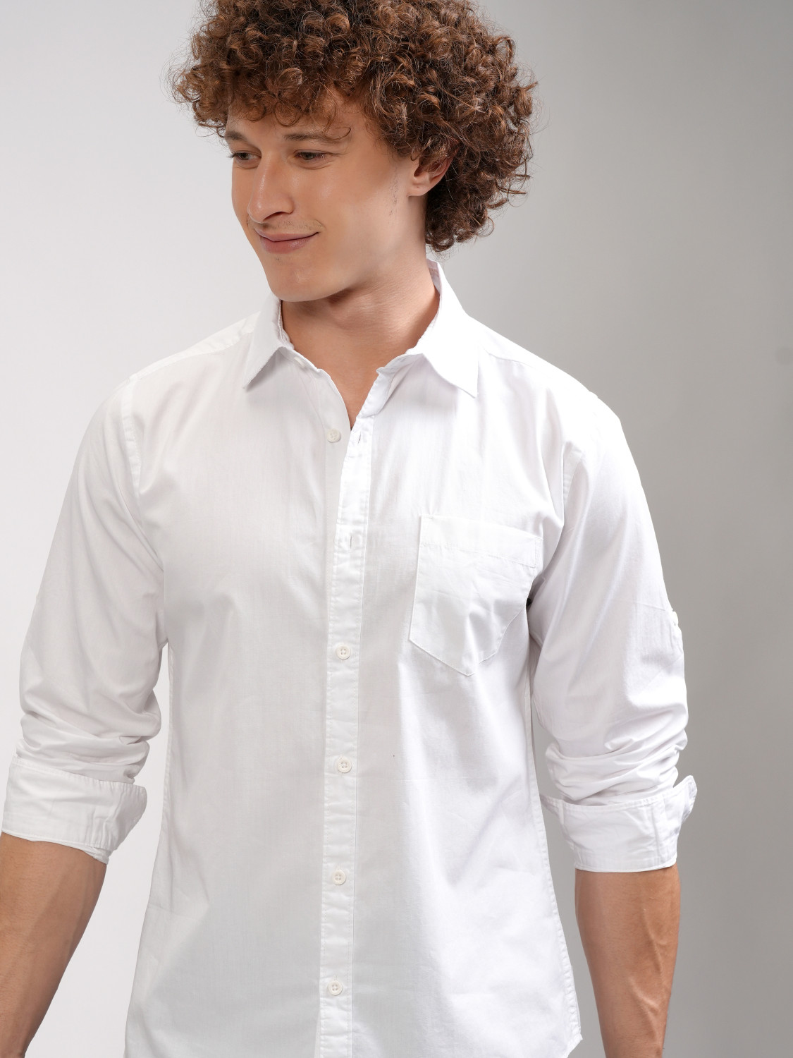 HIGHLANDER Men Slim Fit Solid Spread Collar Casual Shirt - Image 1